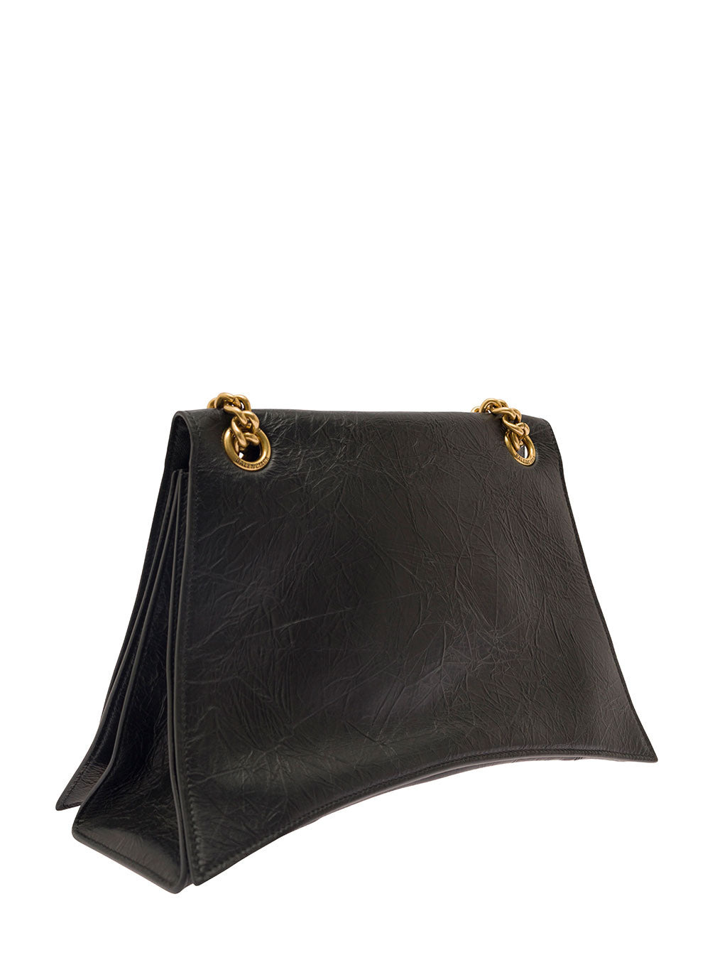 Balenciaga Women 'Crus Medium' Black Shoulder Bag With B Logo Hardware In Crushed Leather Woman - 2