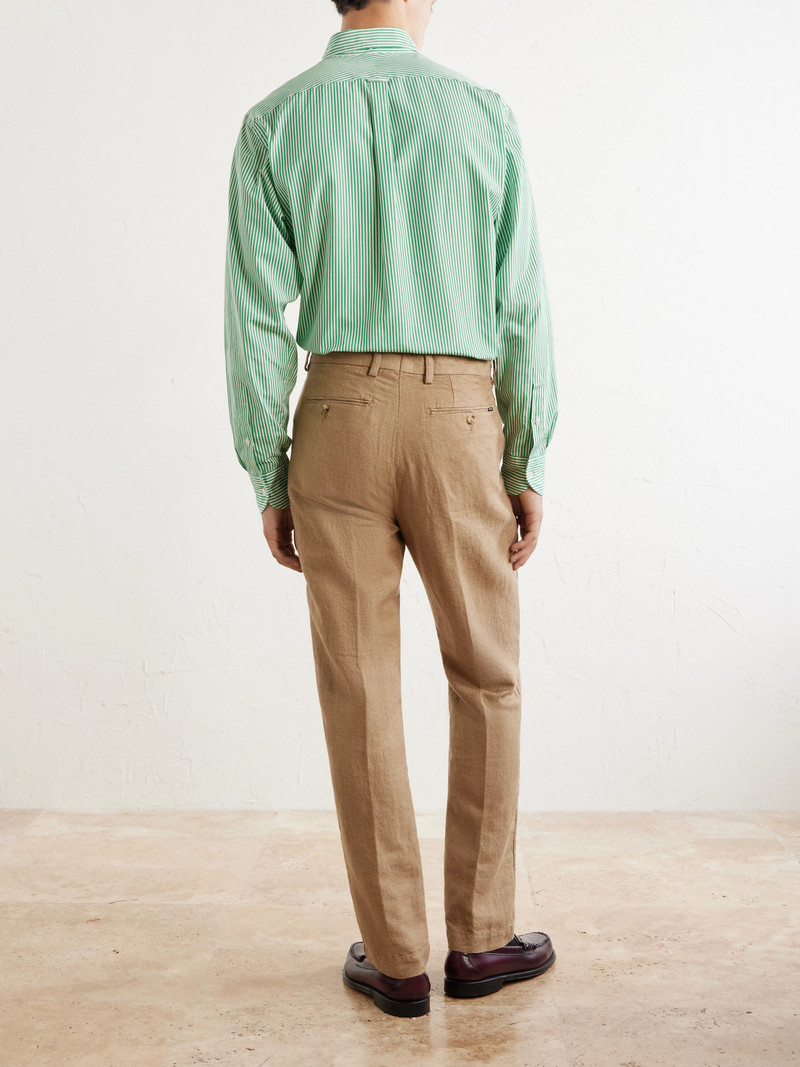 Straight-Leg Cotton and Linen-Blend Trousers 4