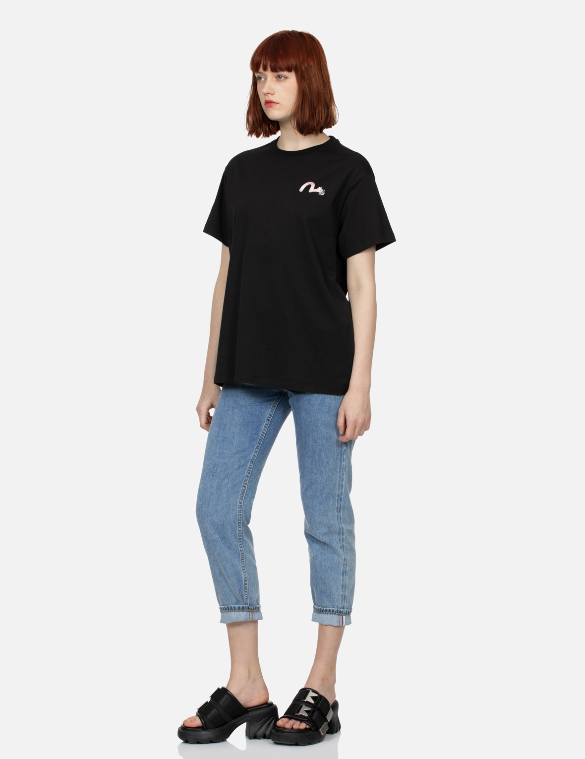 SEAGULL EMBROIDERY AND WISTERIA PRINT RELAX FIT JEANS - 4