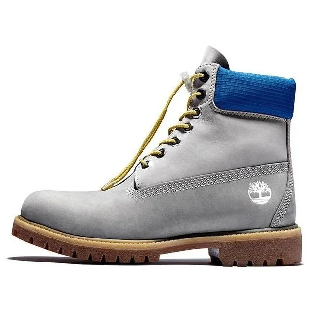 Timberland Premium 6 Inch Waterproof Boots 'Grey with Blue Collar' A2N9PD52 - 1