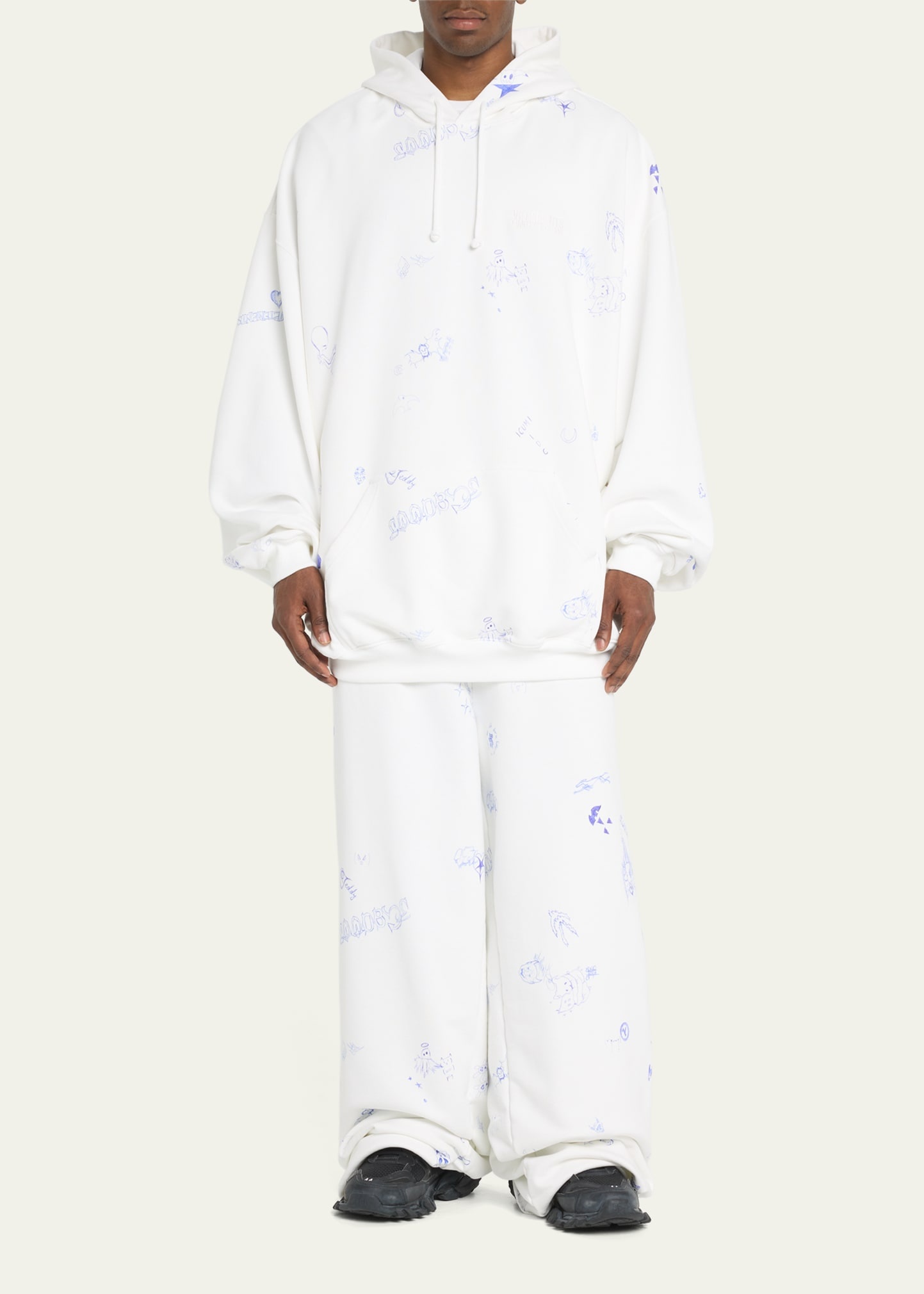 Men's Baggy Terry Scribble Sweatpants - 2