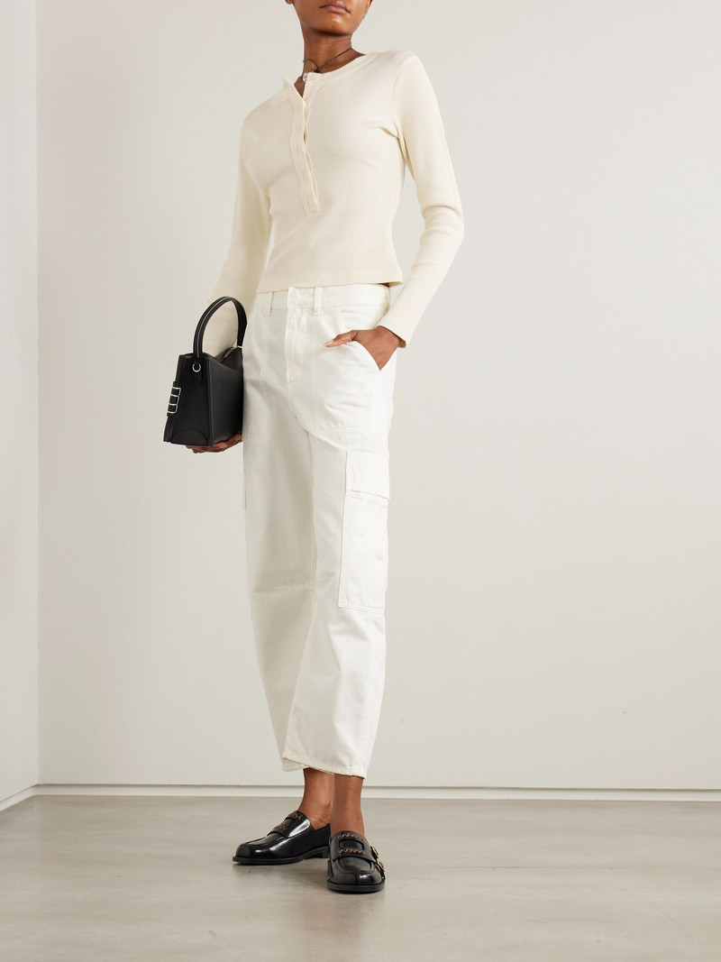 Citizens of Humanity Varra ribbed jersey Henley top Off-white outlook