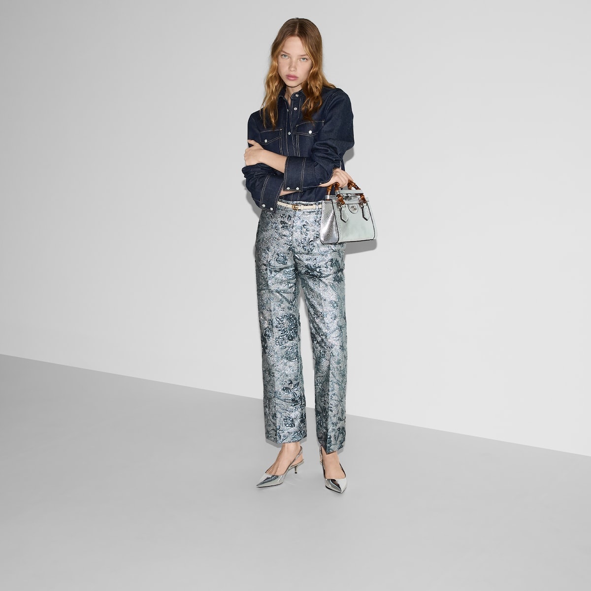 Flared floral lamé brocade pant - 6
