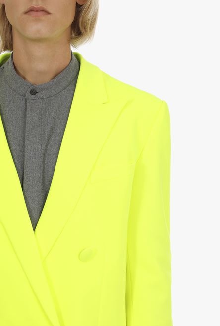 Double-breasted neon yellow blazer - 6