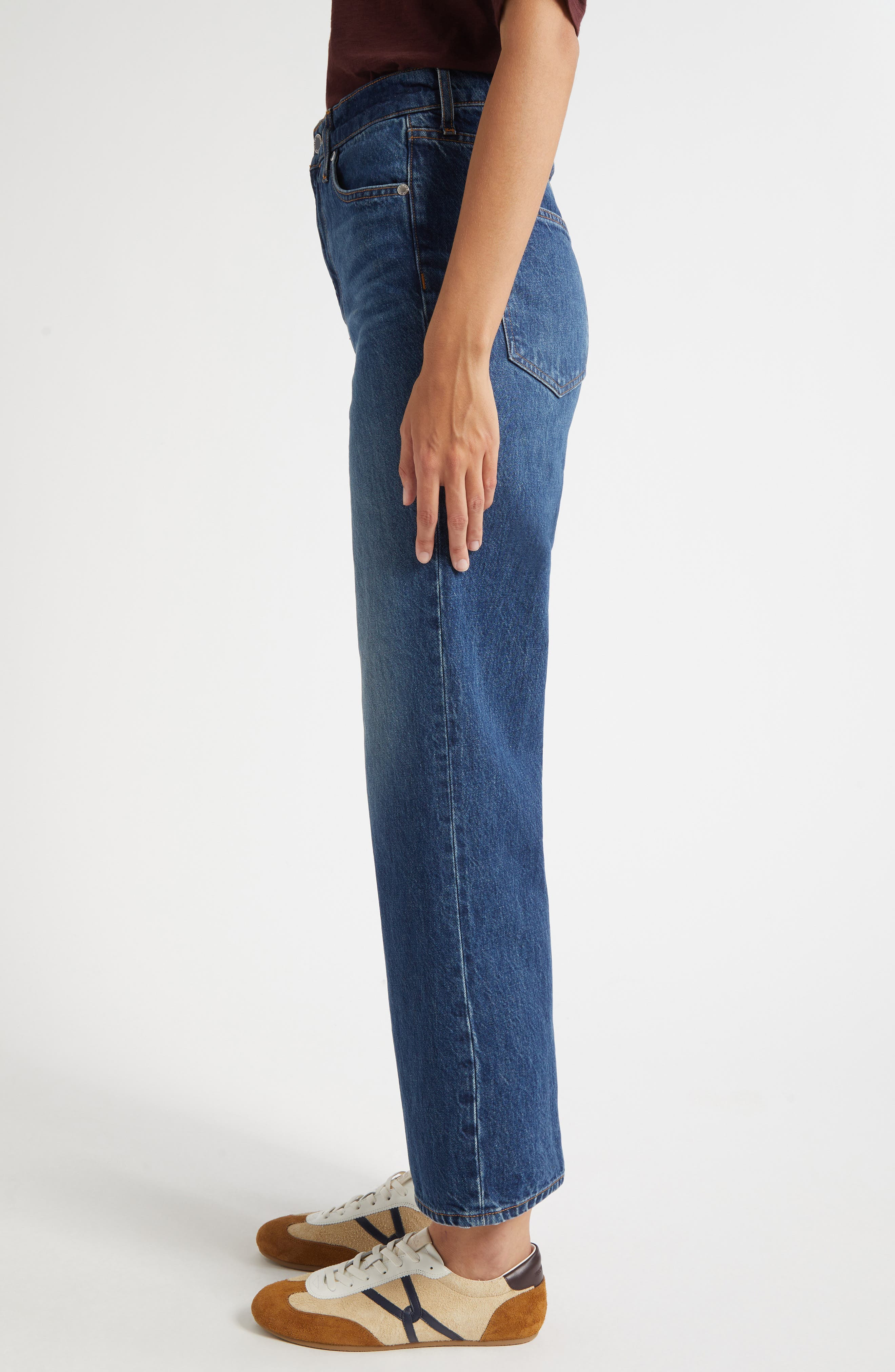 Veronica Beard Dylan High Waist Ankle Straight Leg Jeans in Roadside Blue at Nordstrom - 4