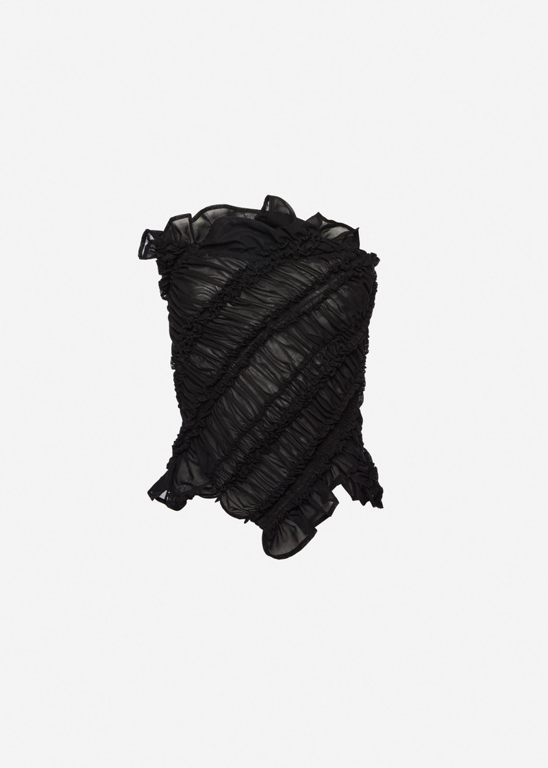 Ruched bandeau top in black 1