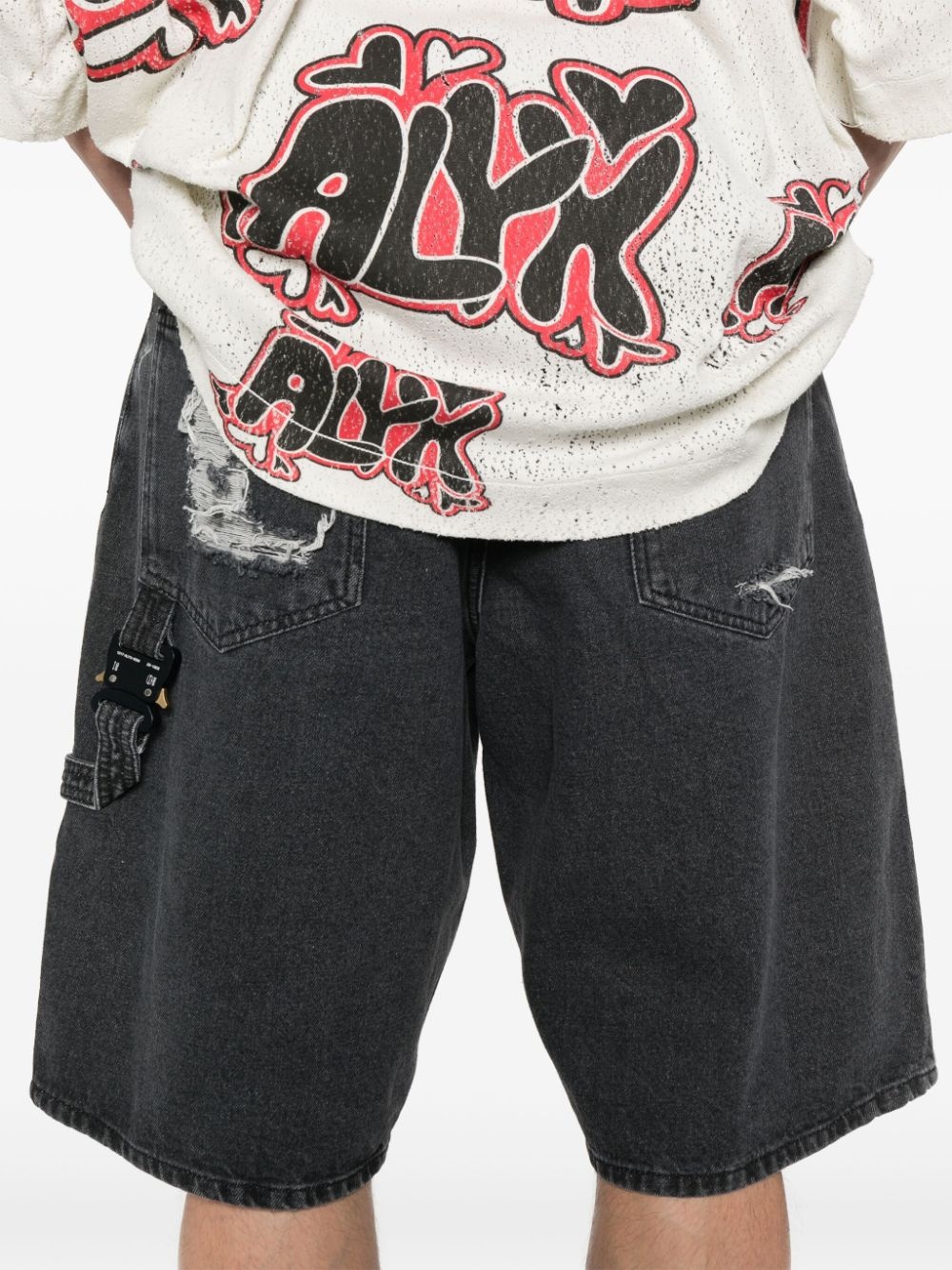 distressed-effect denim shorts - 5
