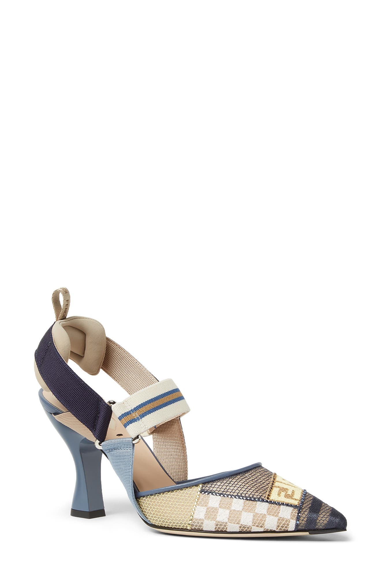Fendi Colibri Pointed Toe Slingback Pump in Blue/Beige Multi at Nordstrom - 1