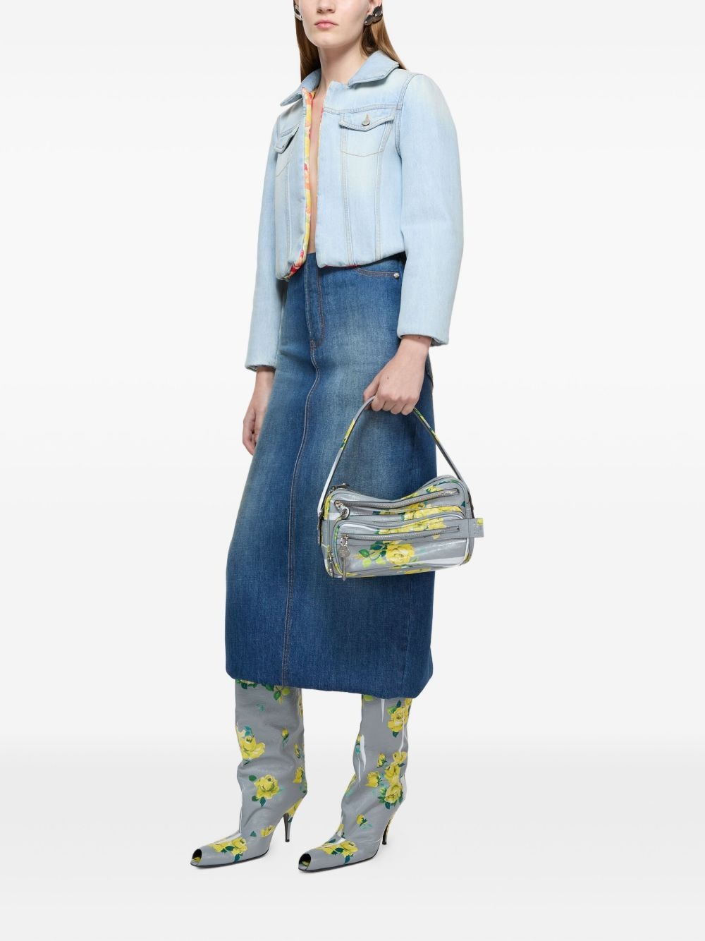 floral-lining denim jacket - 3