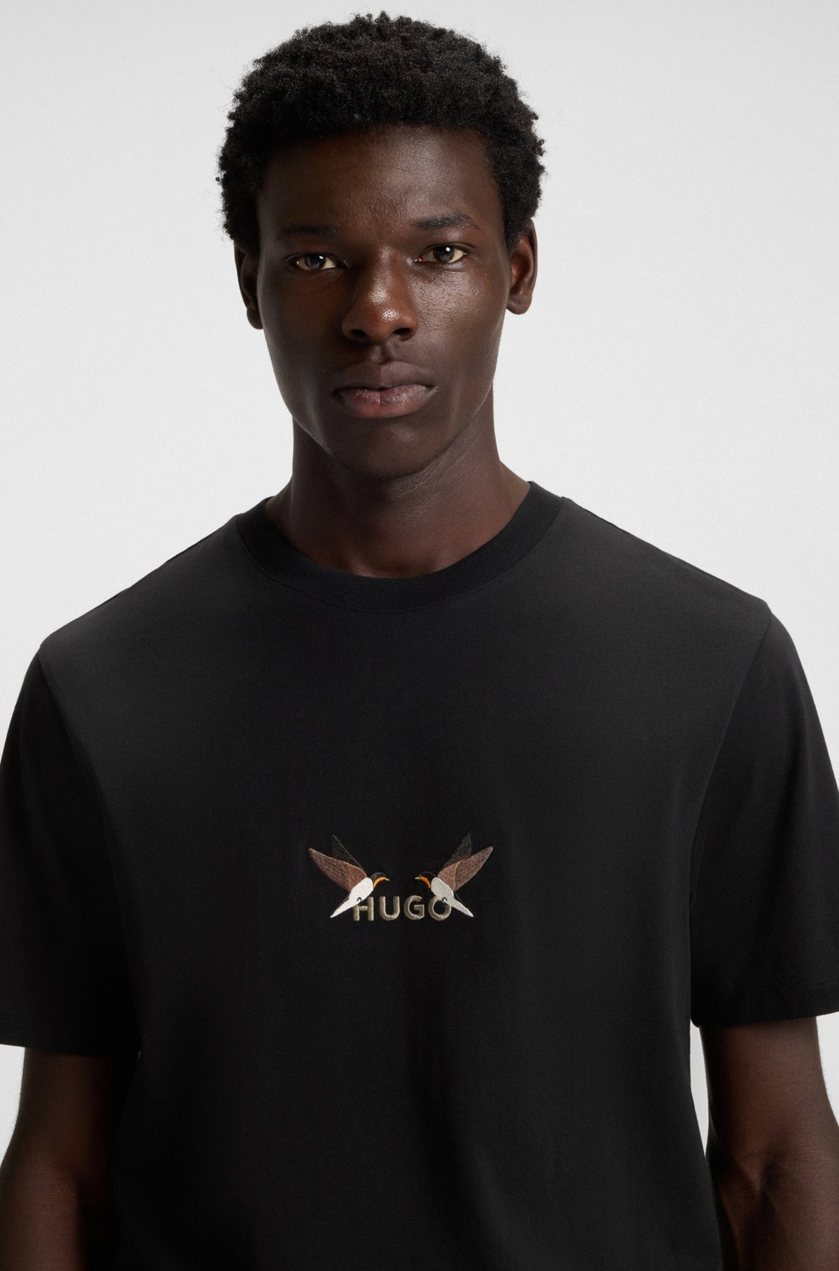 COTTON JERSEY T-SHIRT WITH CURVED EMBROIDERED LOGO - 3