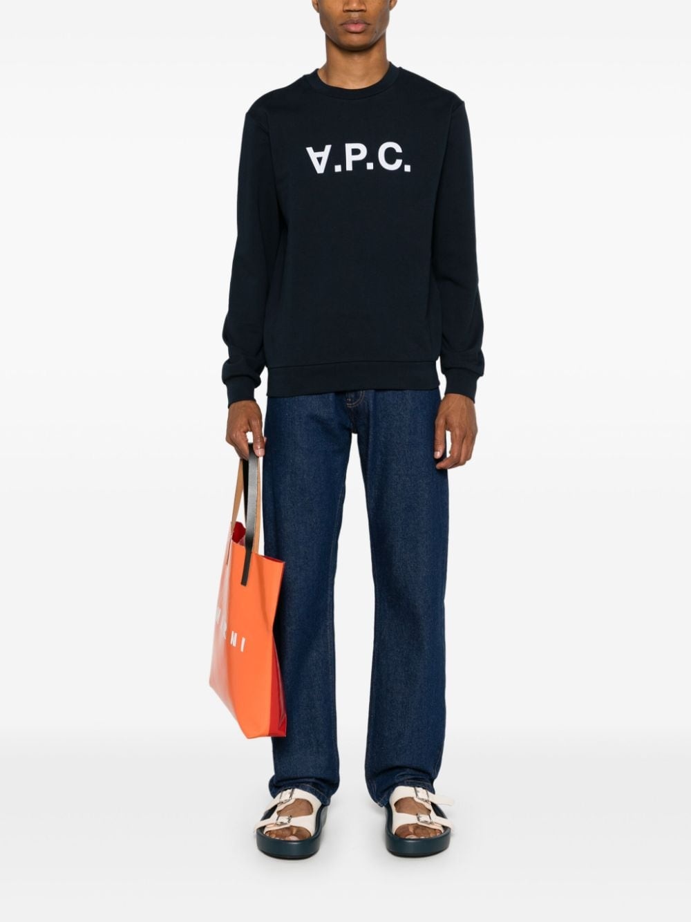 flocked-logo cotton sweatshirt - 2