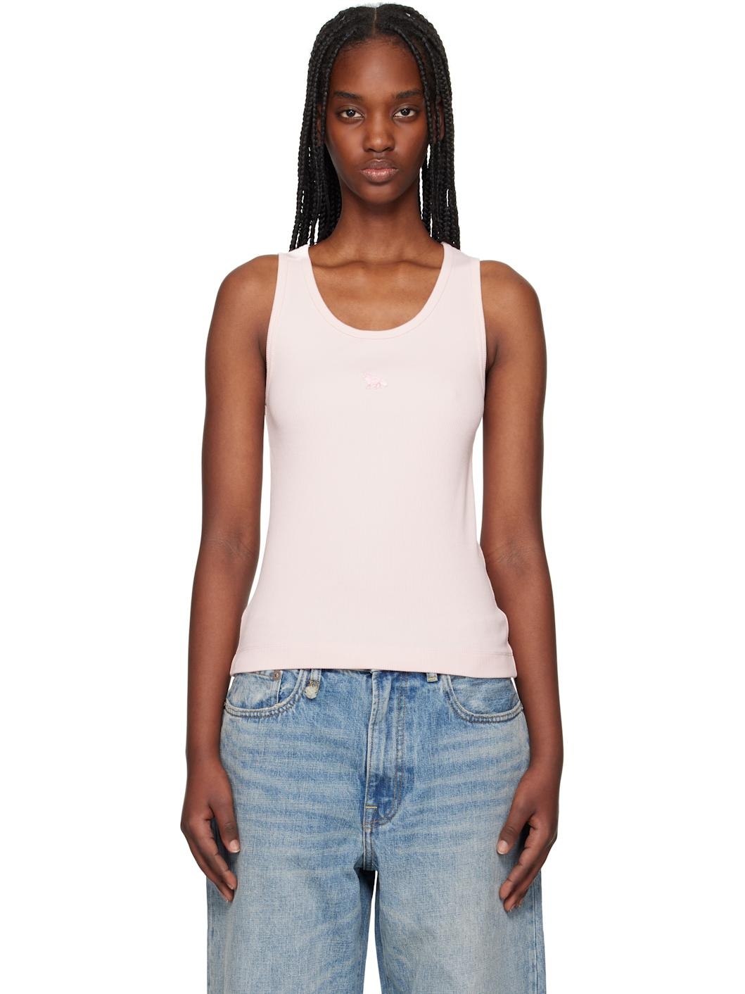 Pink Baby Fox Patch Ribbed Tank Top - 1