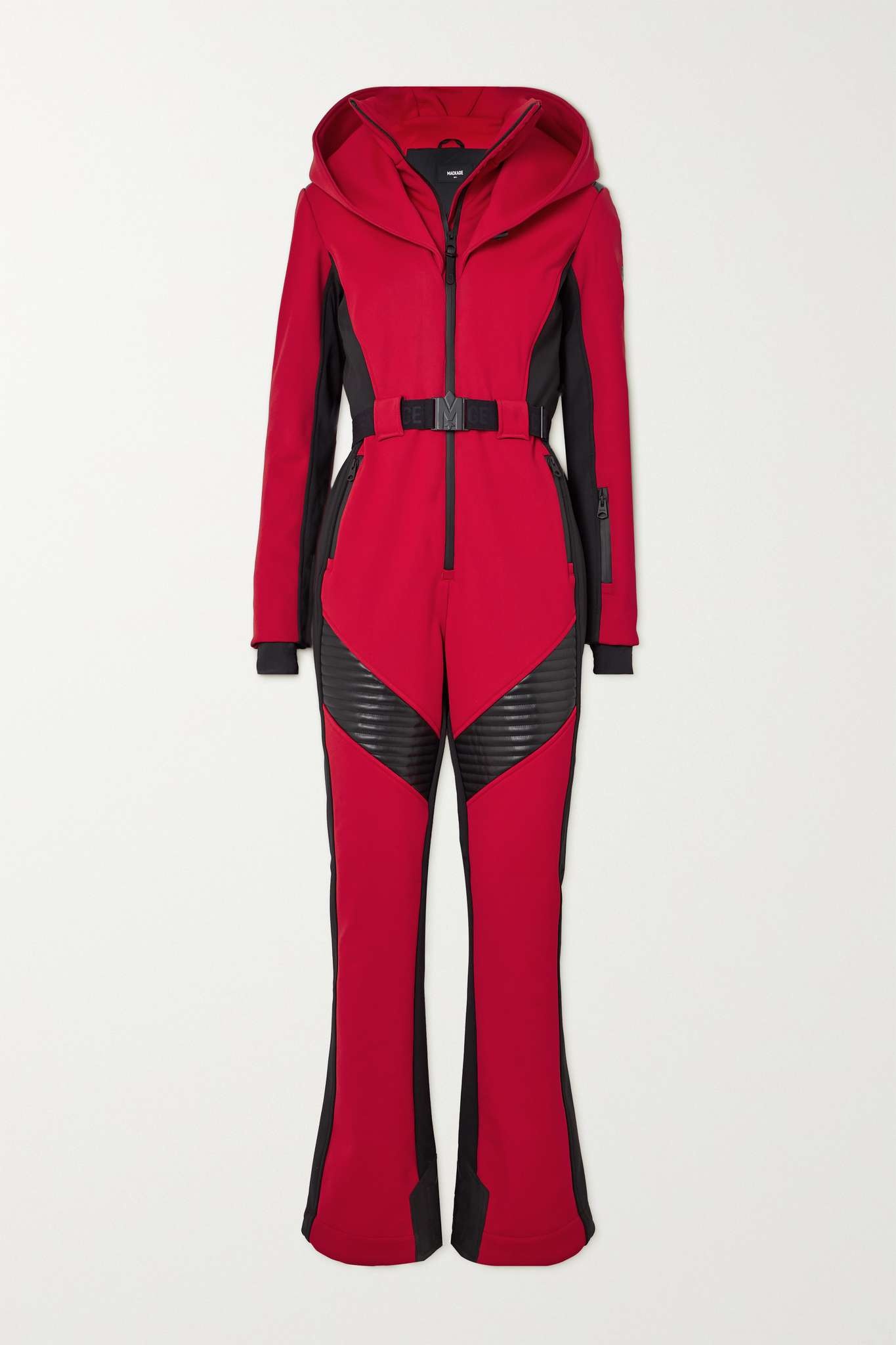 MACKAGE Elle-Z belted hooded faux leather-trimmed ski suit