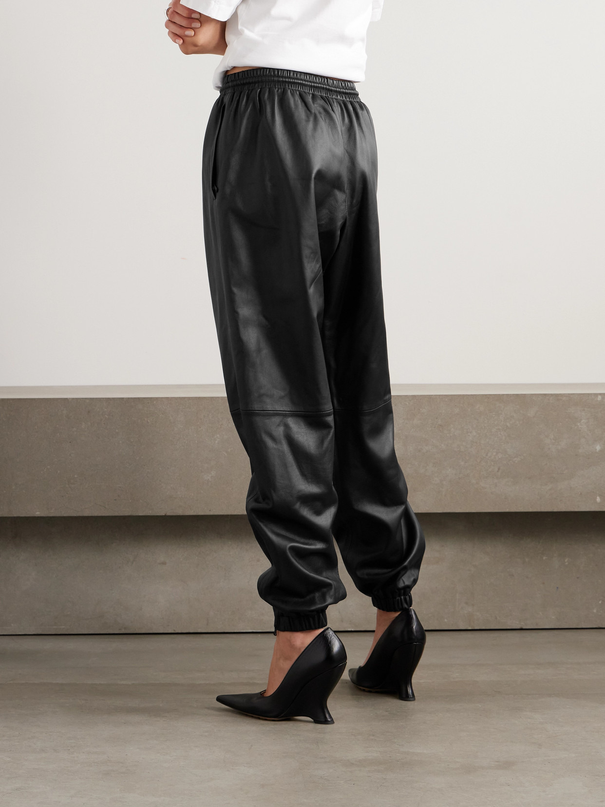 Leather Tapered Pants - 3