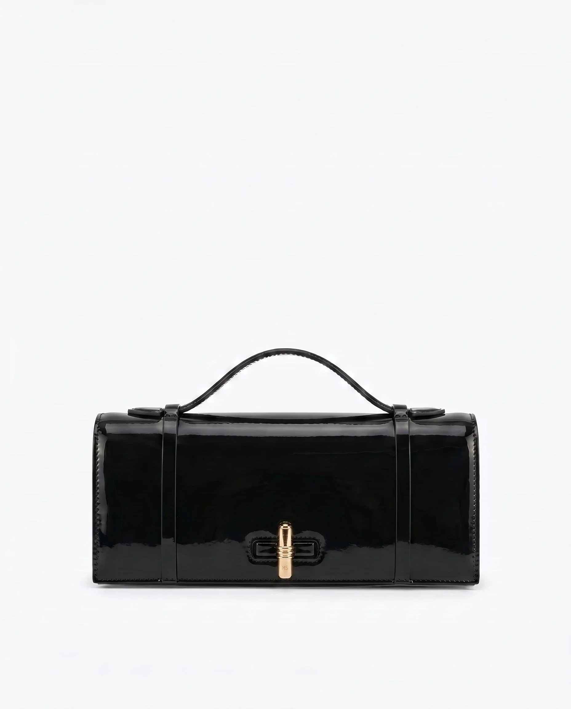 May Black Brushed Leather Clutch Bag - 1