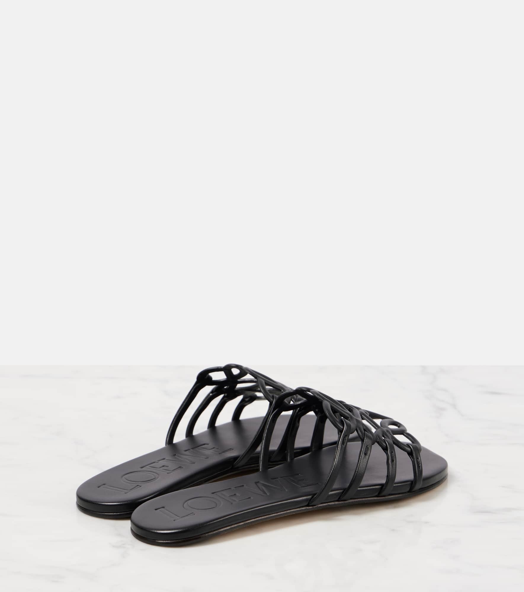 Petal Anagram leather slides - 2