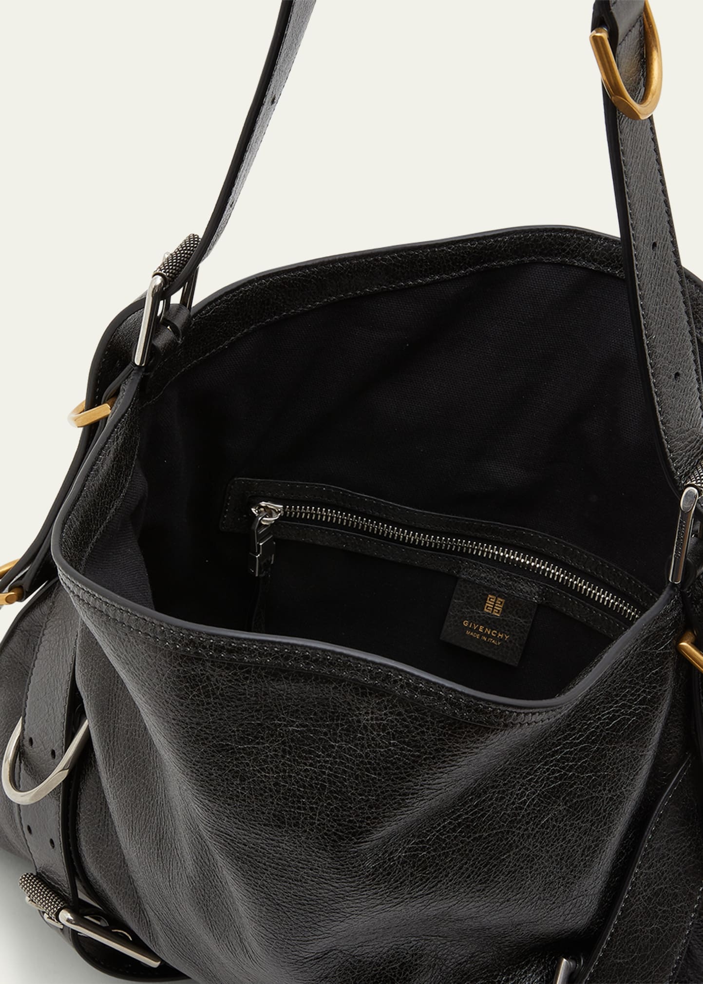 Medium Voyou Buckle Shoulder Bag in Tumbled Leather - 4
