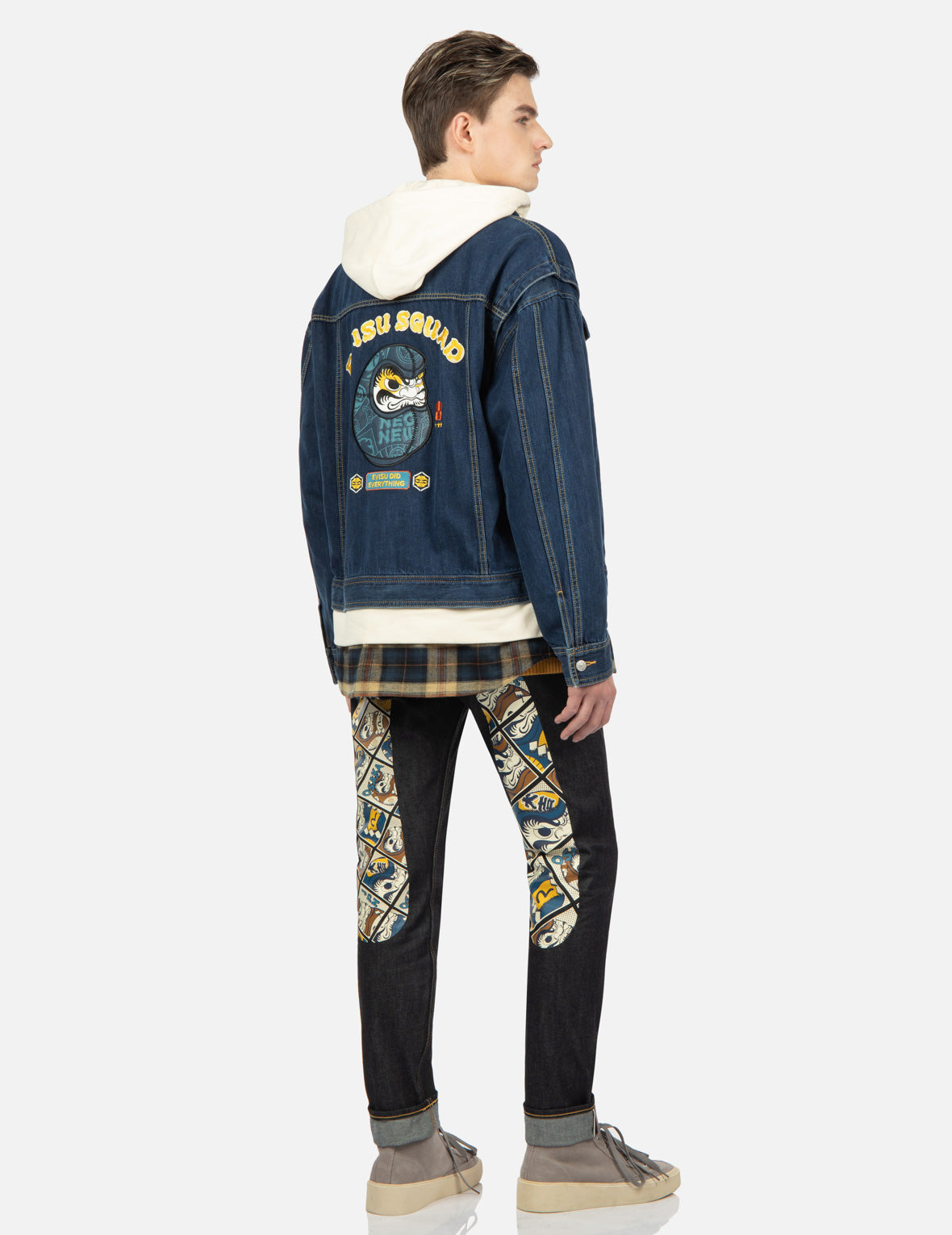 DARUMA LEATHER PATCH DENIM JACKET - 3