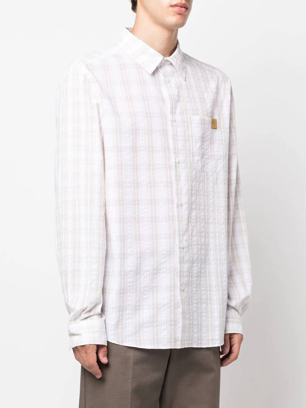 plaid-check print logo shirt - 3