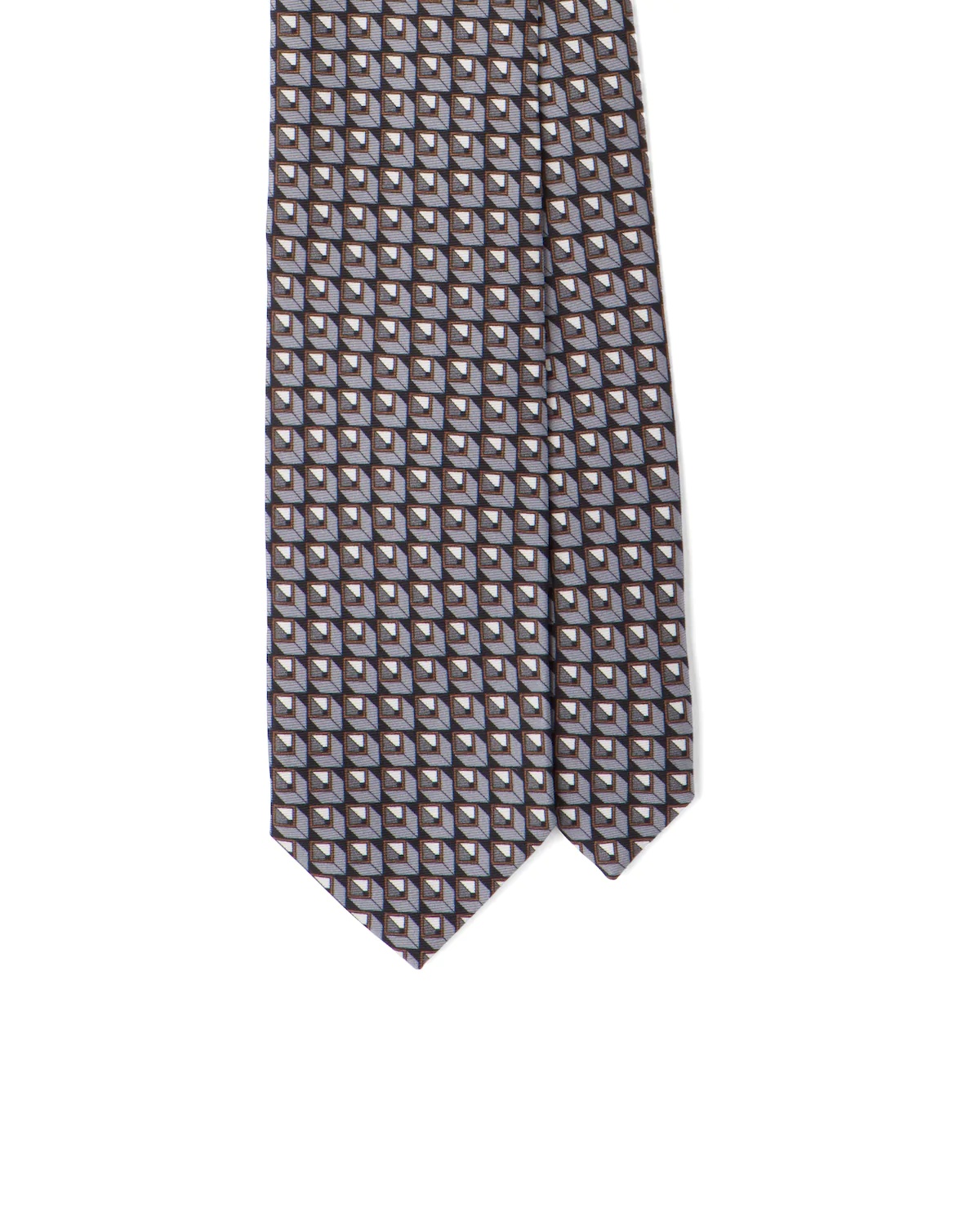 Micro-cube print silk twill tie - 1