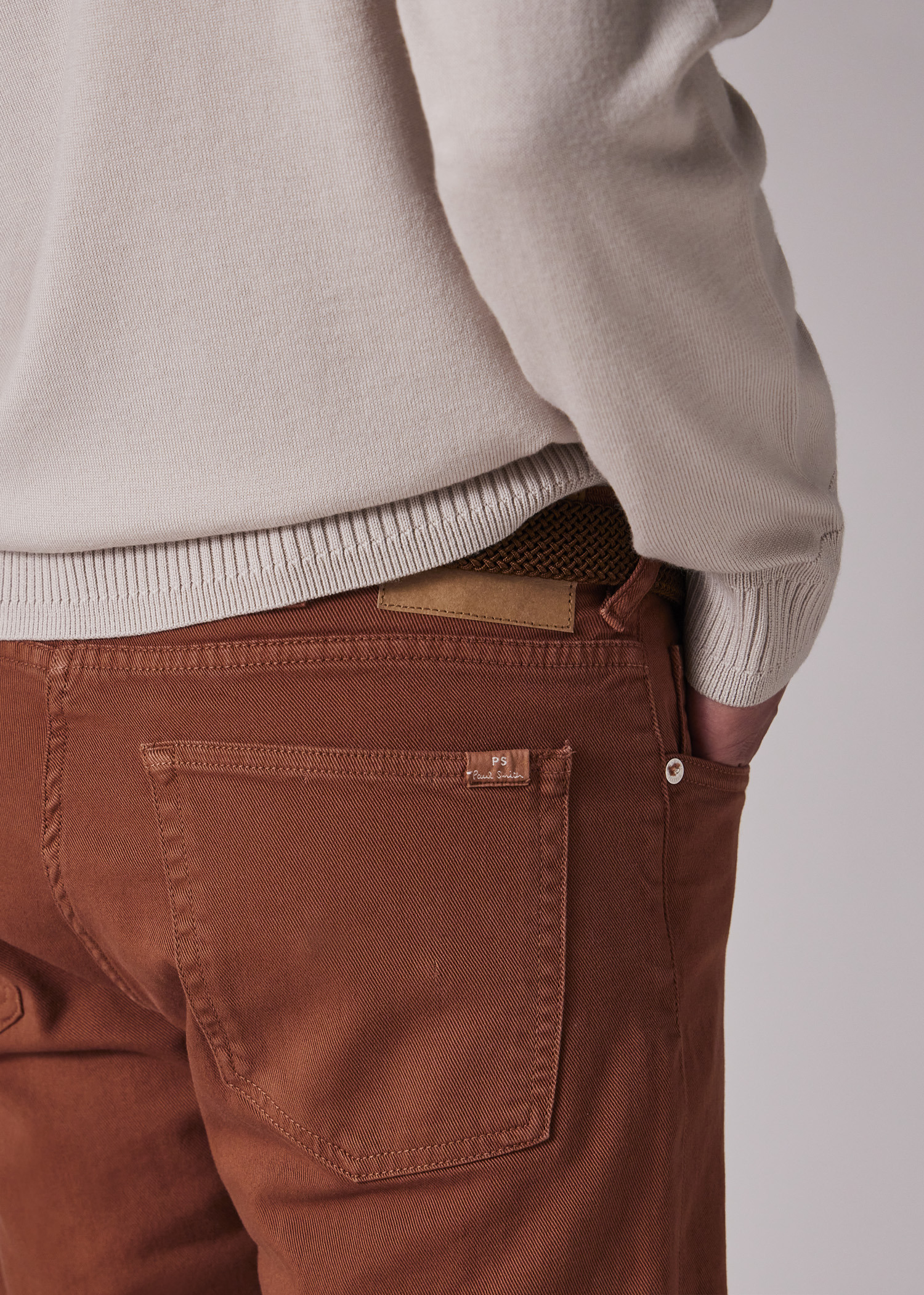 Tapered-Fit Rust Garment-Dyed Organic Cotton-Stretch Jeans - 4