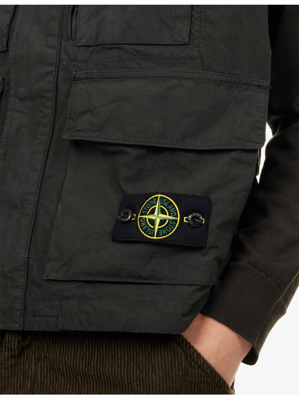 Logo-Badge Canvas Weave Cotton Vest - 5