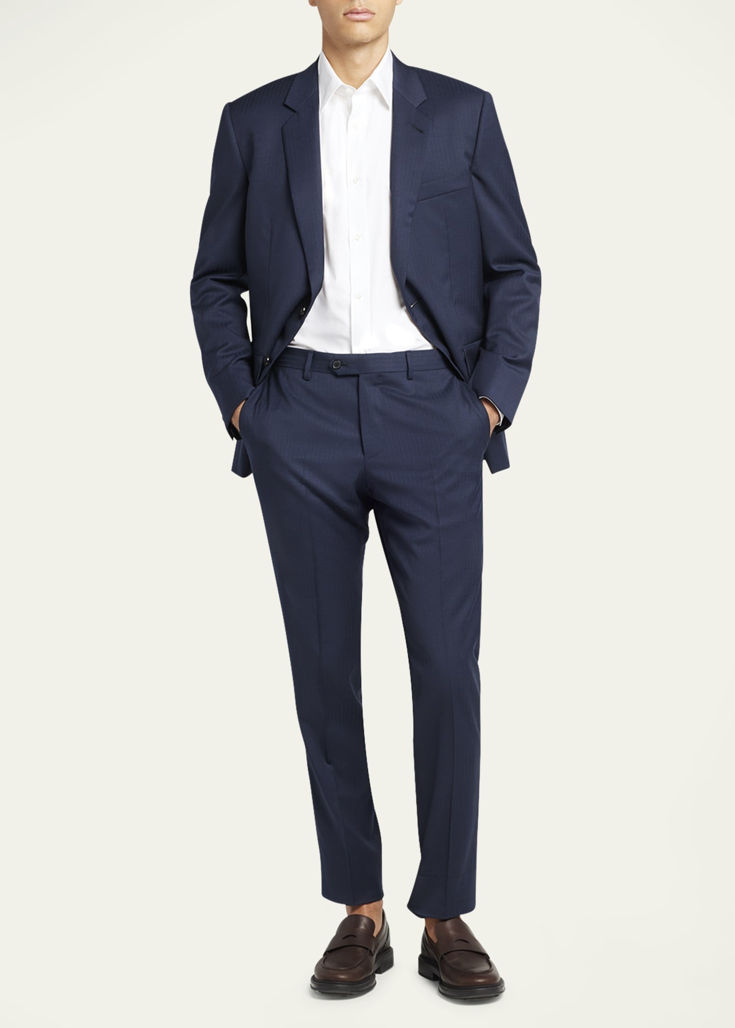 Men's Modern-Fit Wool Herringbone Suit - 2
