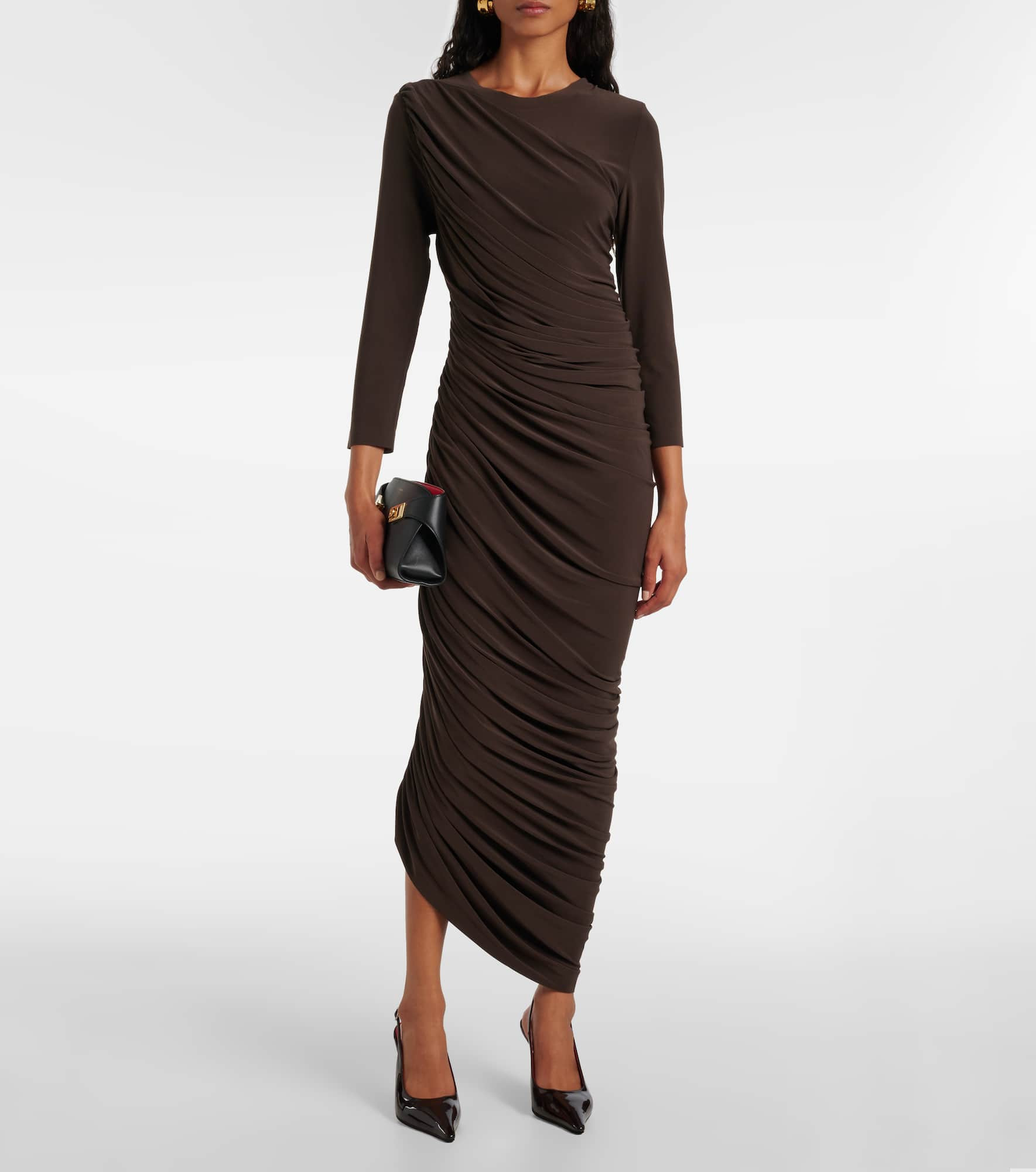 Gathered jersey midi dress - 2