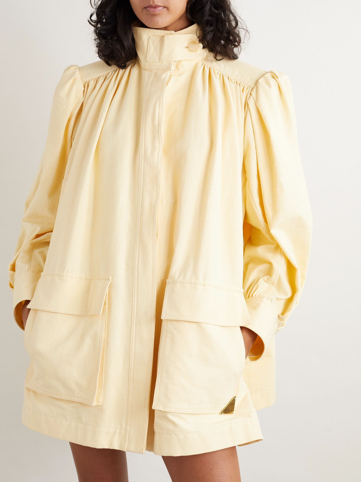 Gathered cotton jacket Yellow - 3