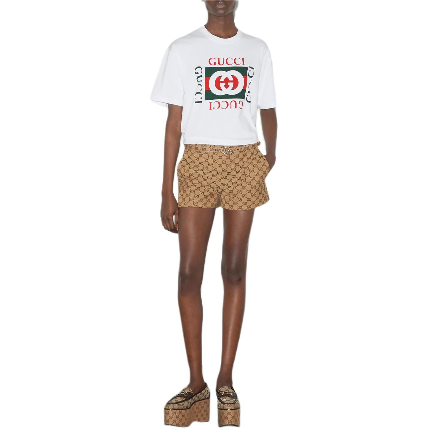 (WMNS) Gucci Print Cotton Jersey T-Shirt 'White' 788093-XJGL3-9669 - 2