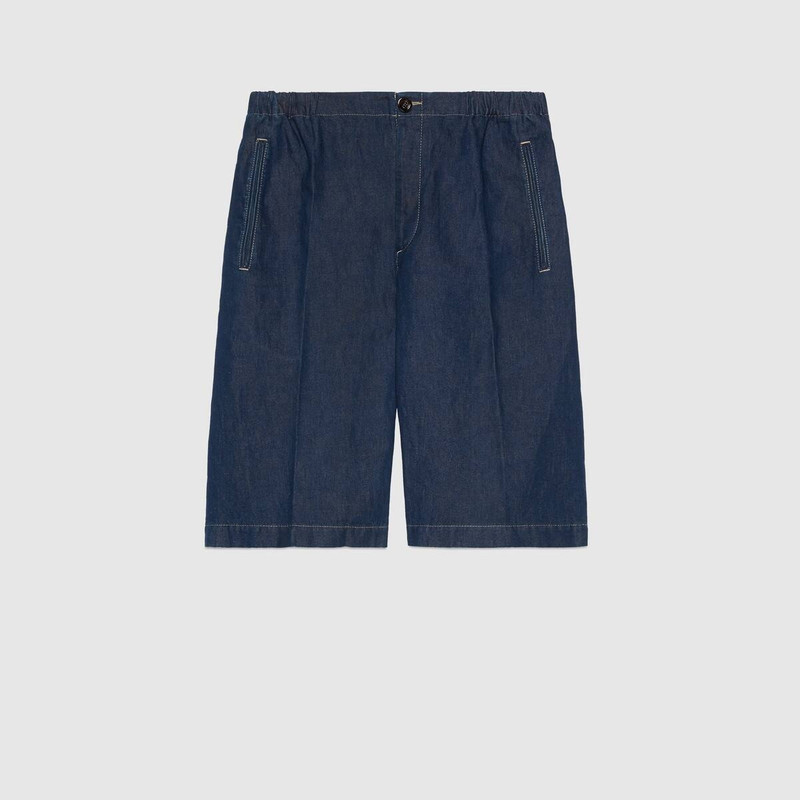 Stonewashed denim Bermuda shorts 1