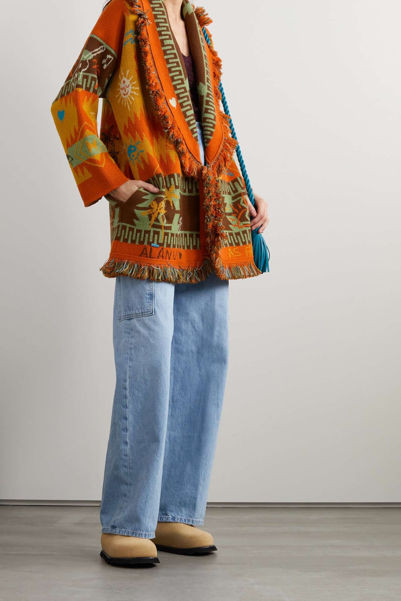 Sunset on the Sea Icon belted fringed wool-jacquard cardigan - 2