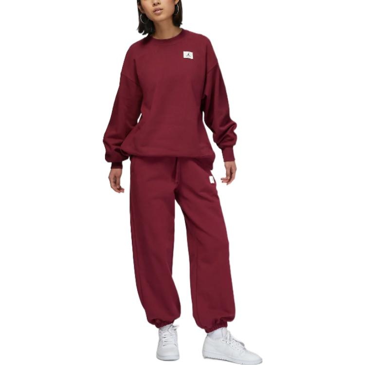 (WMNS) Air Jordan Flight Fleece Crew 'Claret' DQ4600-645 - 2