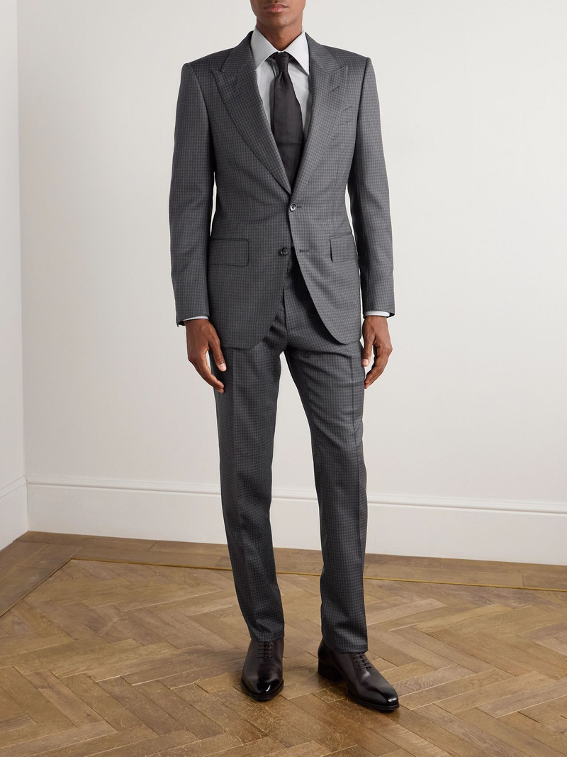TOM FORD Checked Wool Suit Jacket Gray outlook