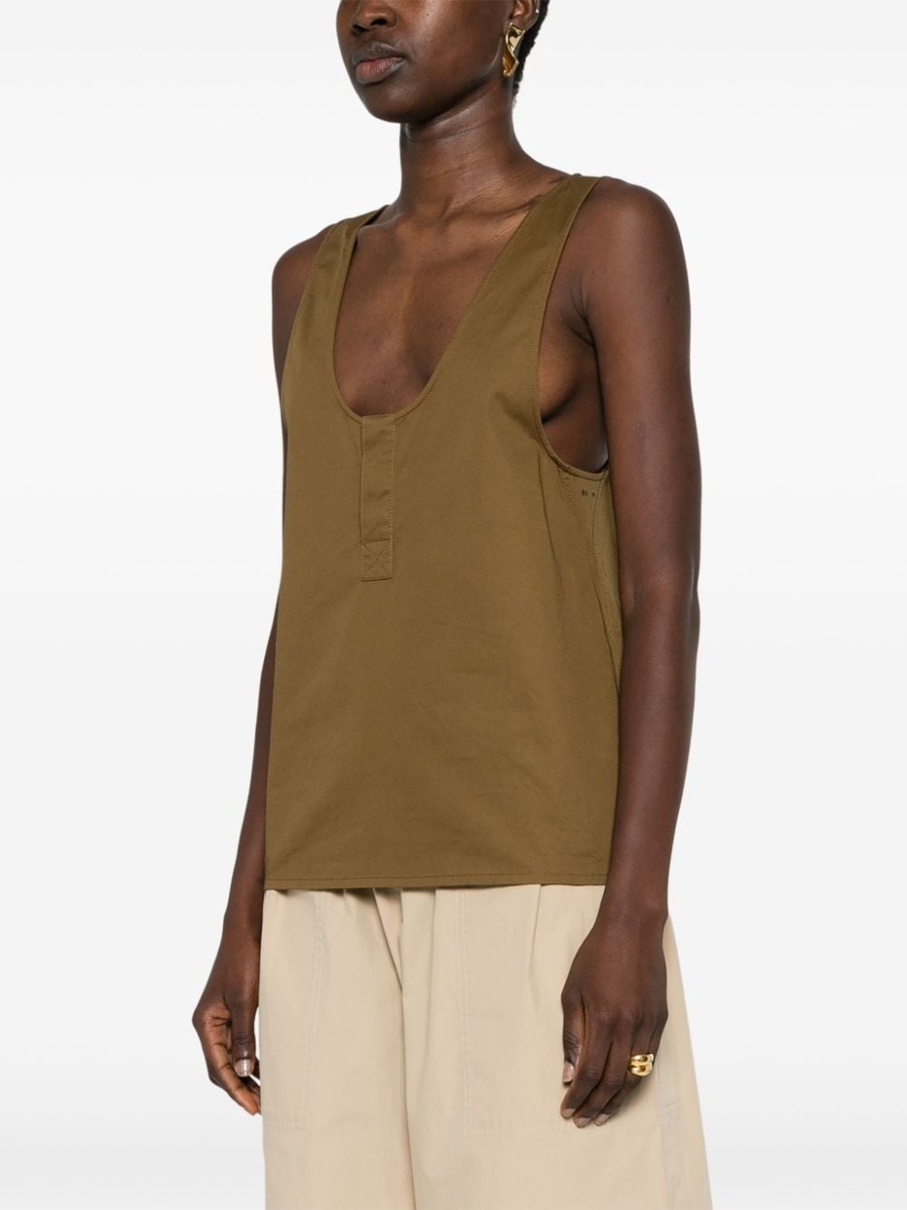 twill-weave sleeveless top - 3