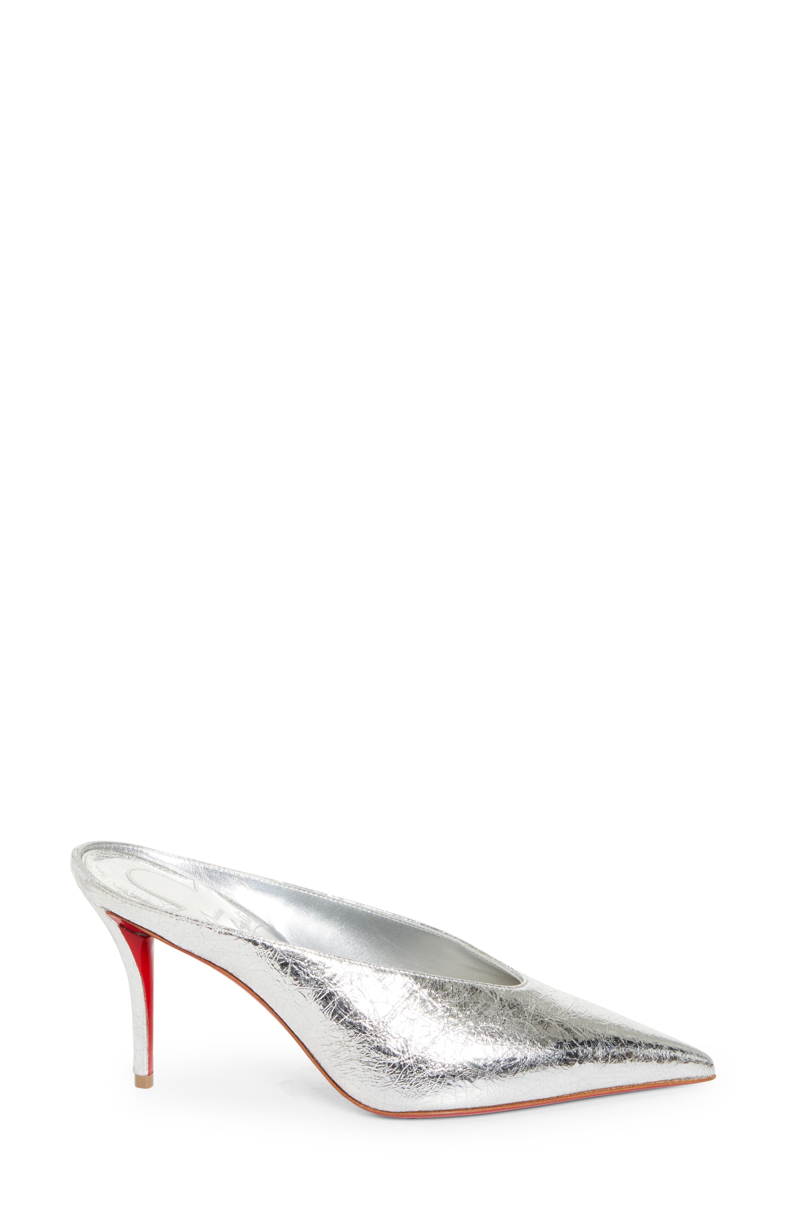 Christian Louboutin Miss Z Slimimule Pointed Toe Mule in Silver/Lin Silver at Nordstrom - 4