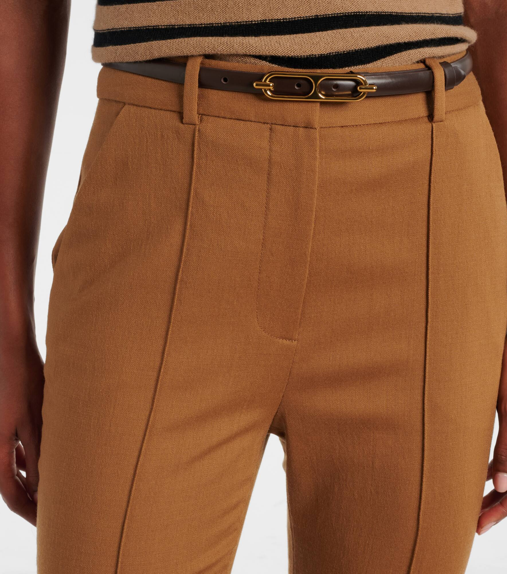 Gracie belted wool flared pants - 4