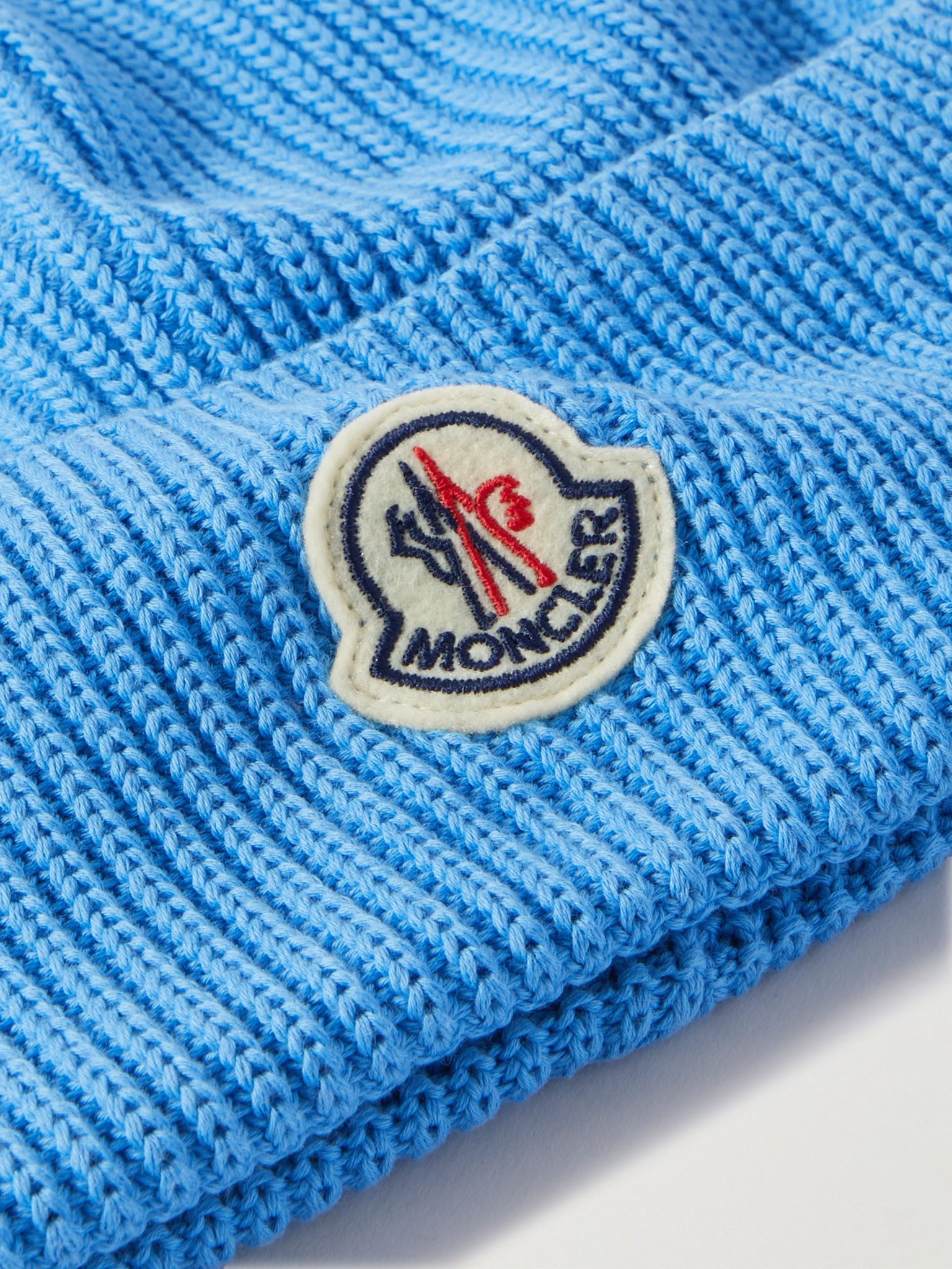 Logo-Appliquéd Ribbed Cotton Beanie Light blue - 3