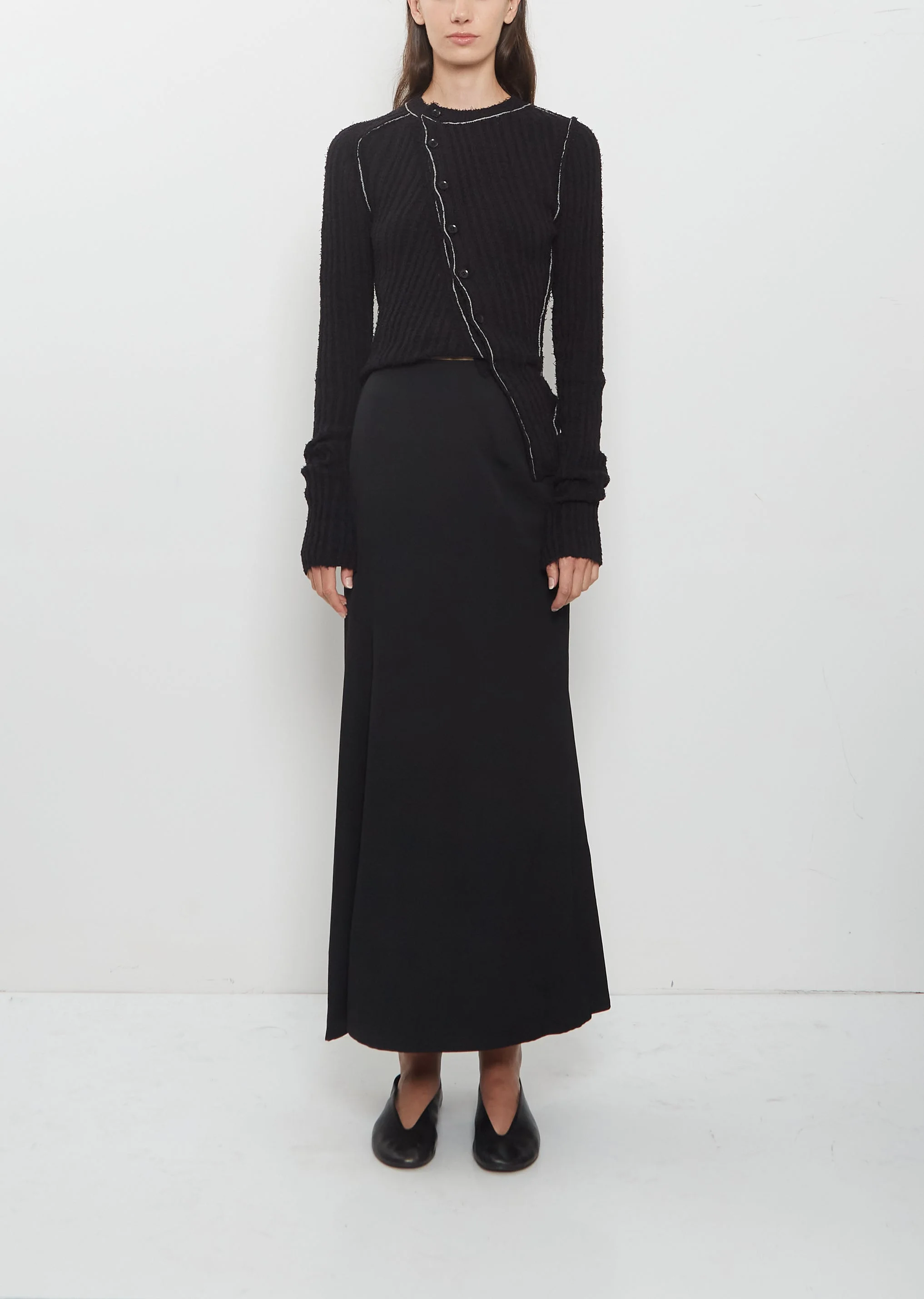 Diagonal Cutting Long Skirt - 1