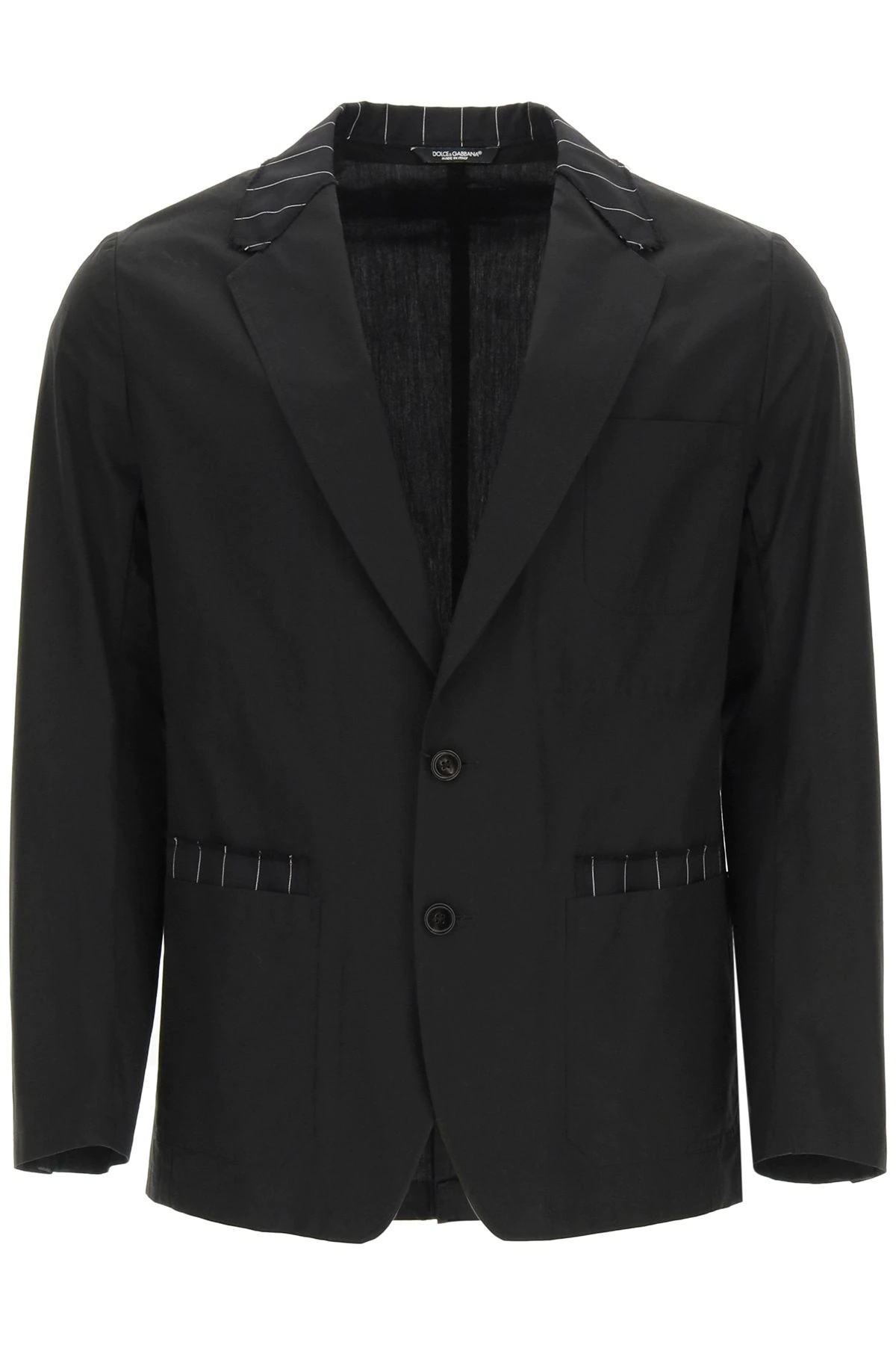 TAILORED BLAZER IN COTTON AND PINSTRIPE WOOL - 1