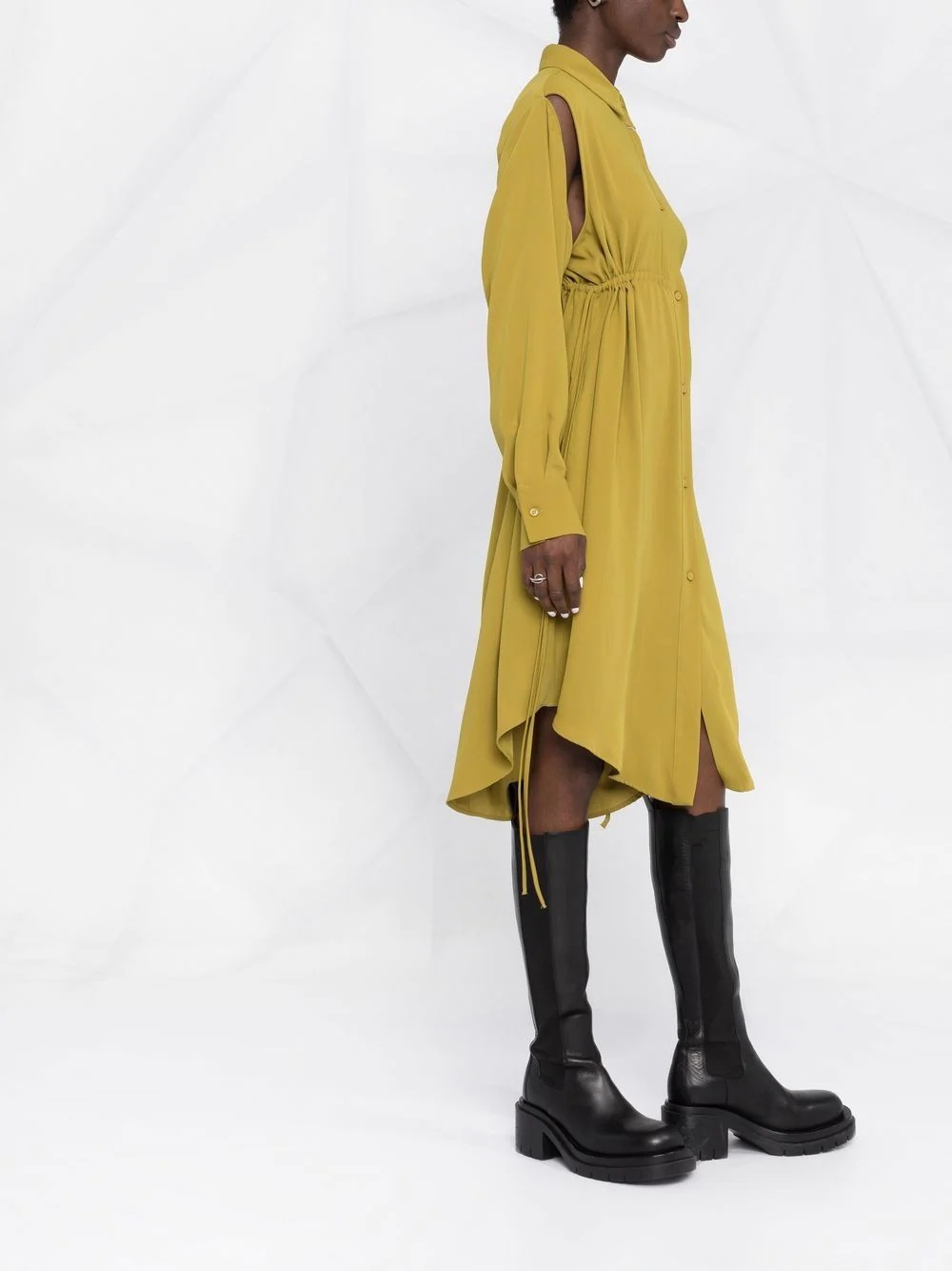 slit-sleeved shirt dress - 4
