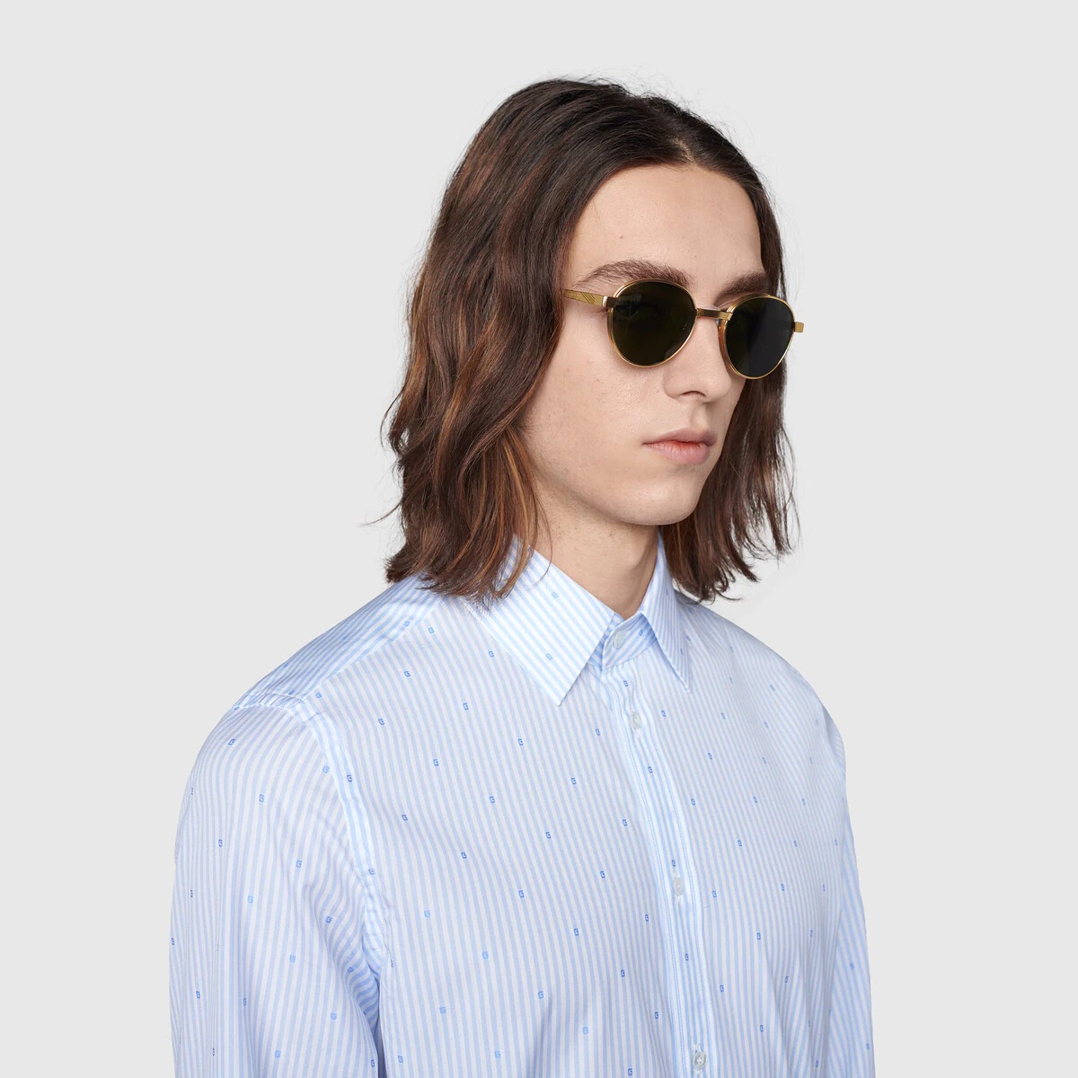 G Square stripe fil coupé cotton shirt - 5