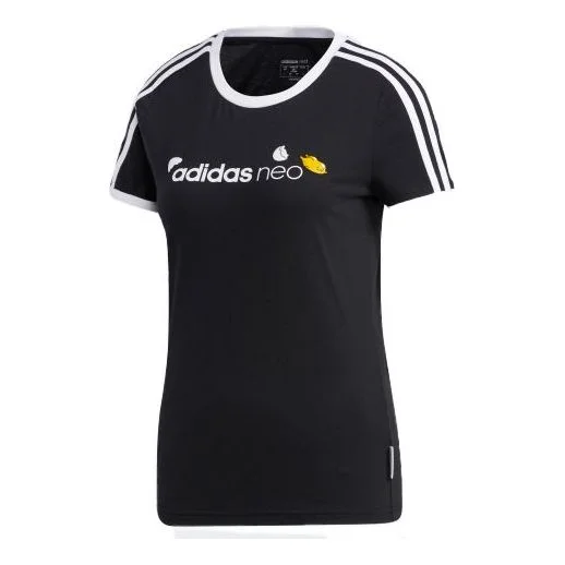 (WMNS) adidas neo Yellow Crossover Sports Short Sleeve Black GL7212 - 1