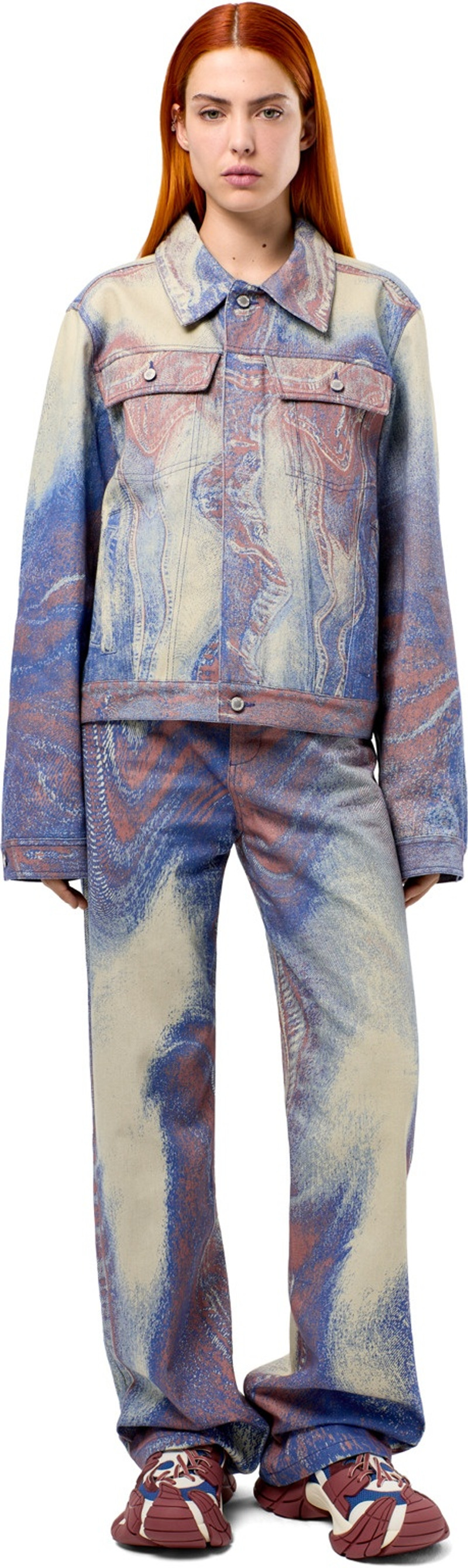 CAMPERLAB Blue-Beige-Red Denim Jeans outlook