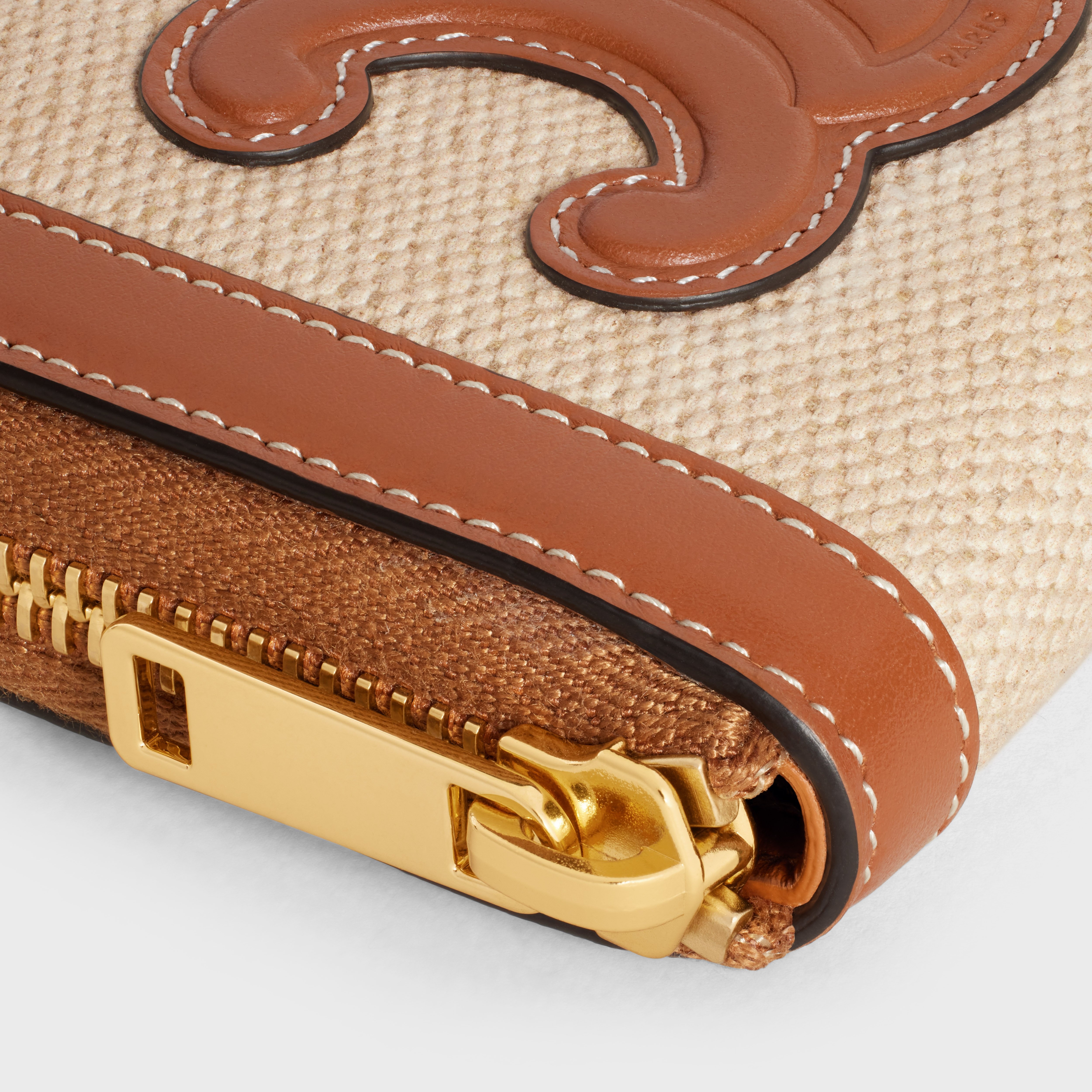 COMPACT ZIPPED WALLET CUIR TRIOMPHE in Textile and calfskin - 5