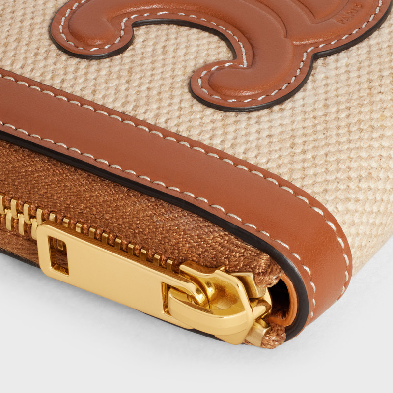 COMPACT ZIPPED WALLET CUIR TRIOMPHE in Textile and calfskin 5