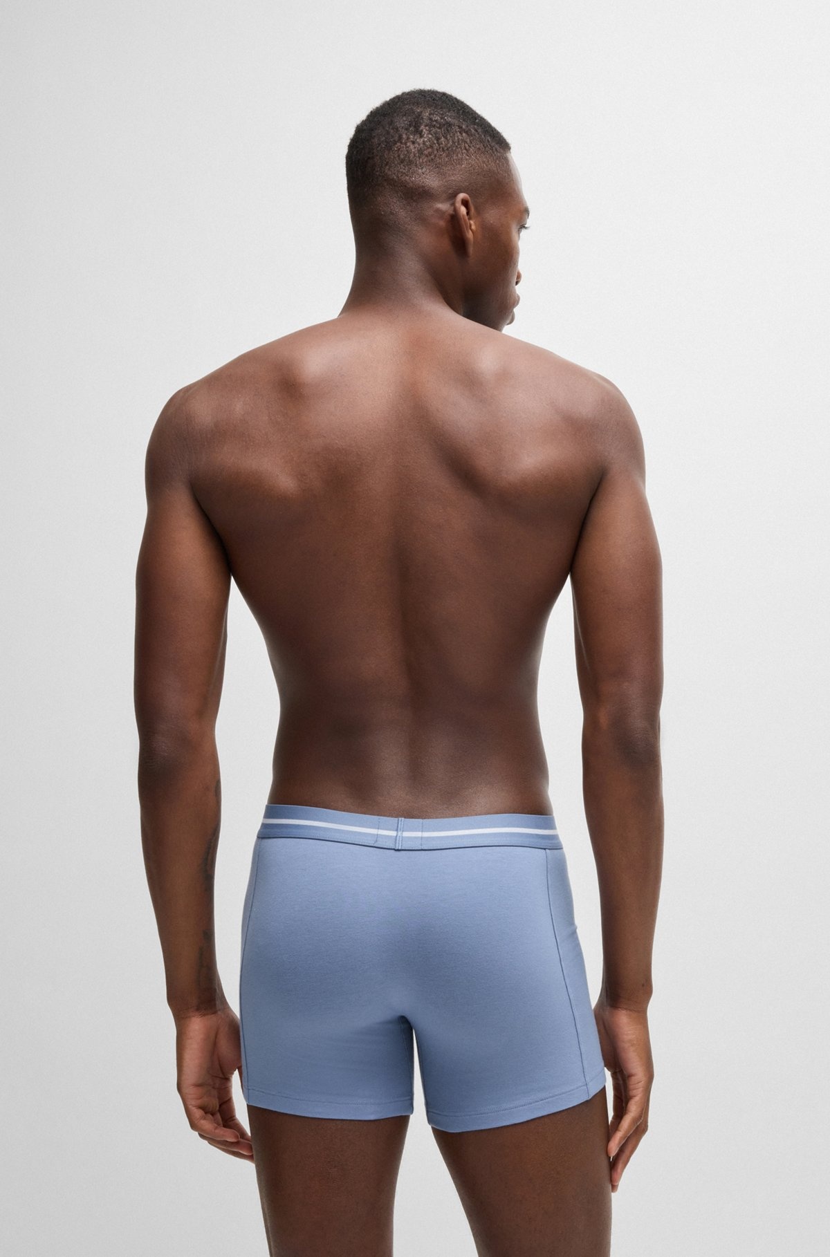 THREE-PACK OF STRETCH-COTTON BOXER BRIEFS WITH LOGOS - 3