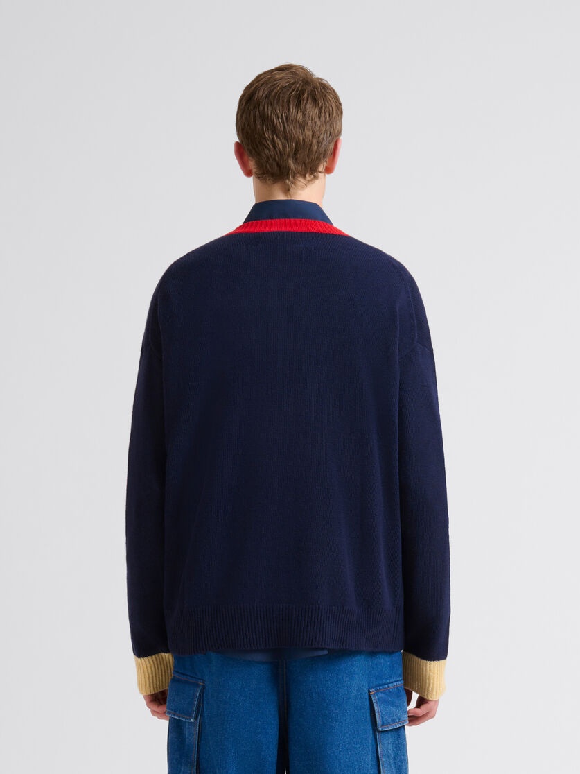 BLUE WOOL JUMPER WITH JACQUARD SNAKE - 3