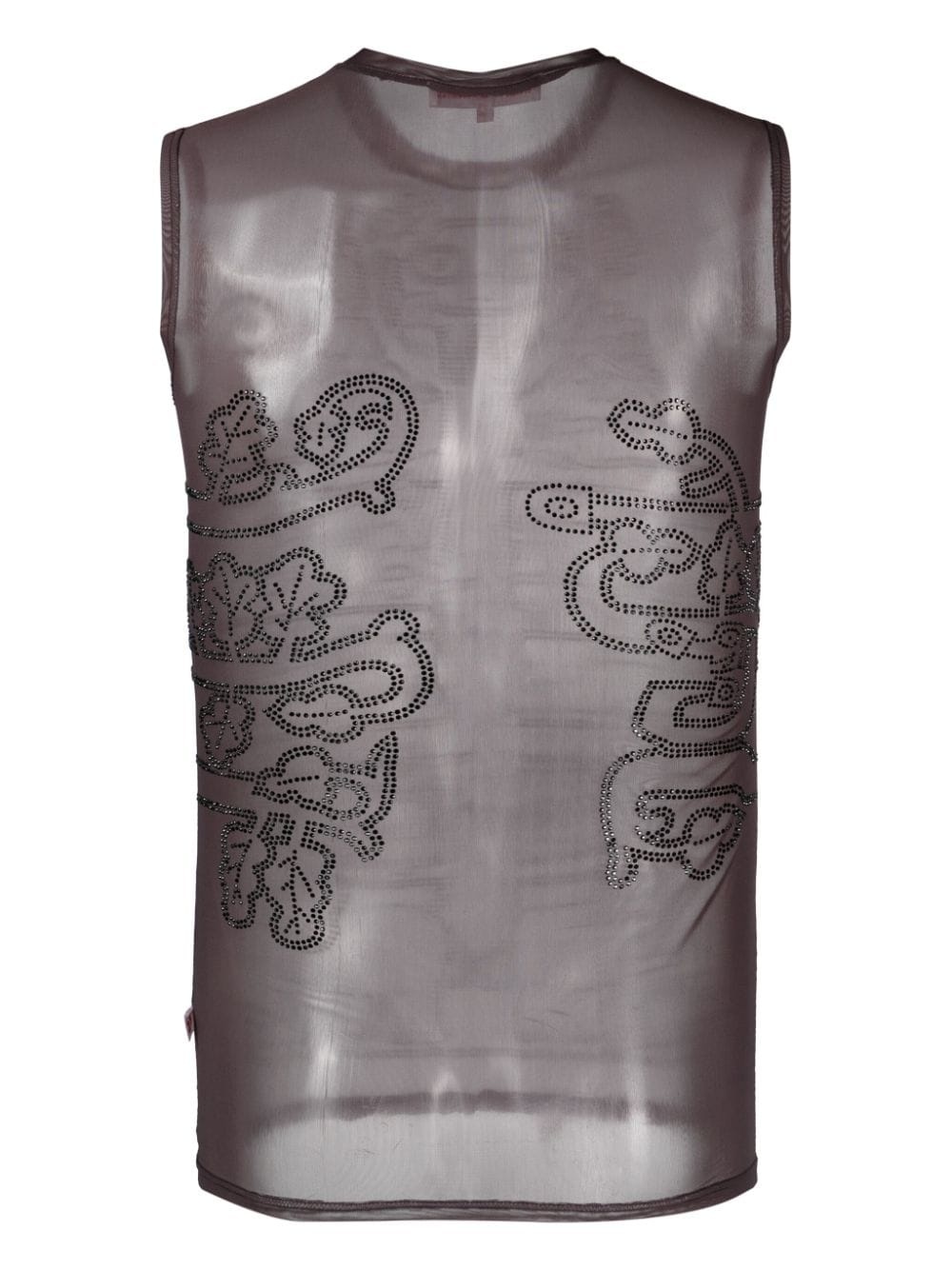 rhinestone-embellished mesh tank top - 2