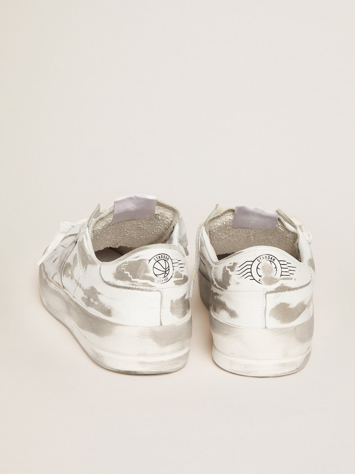 Men's Stardan in white leather with distressed effect - 5